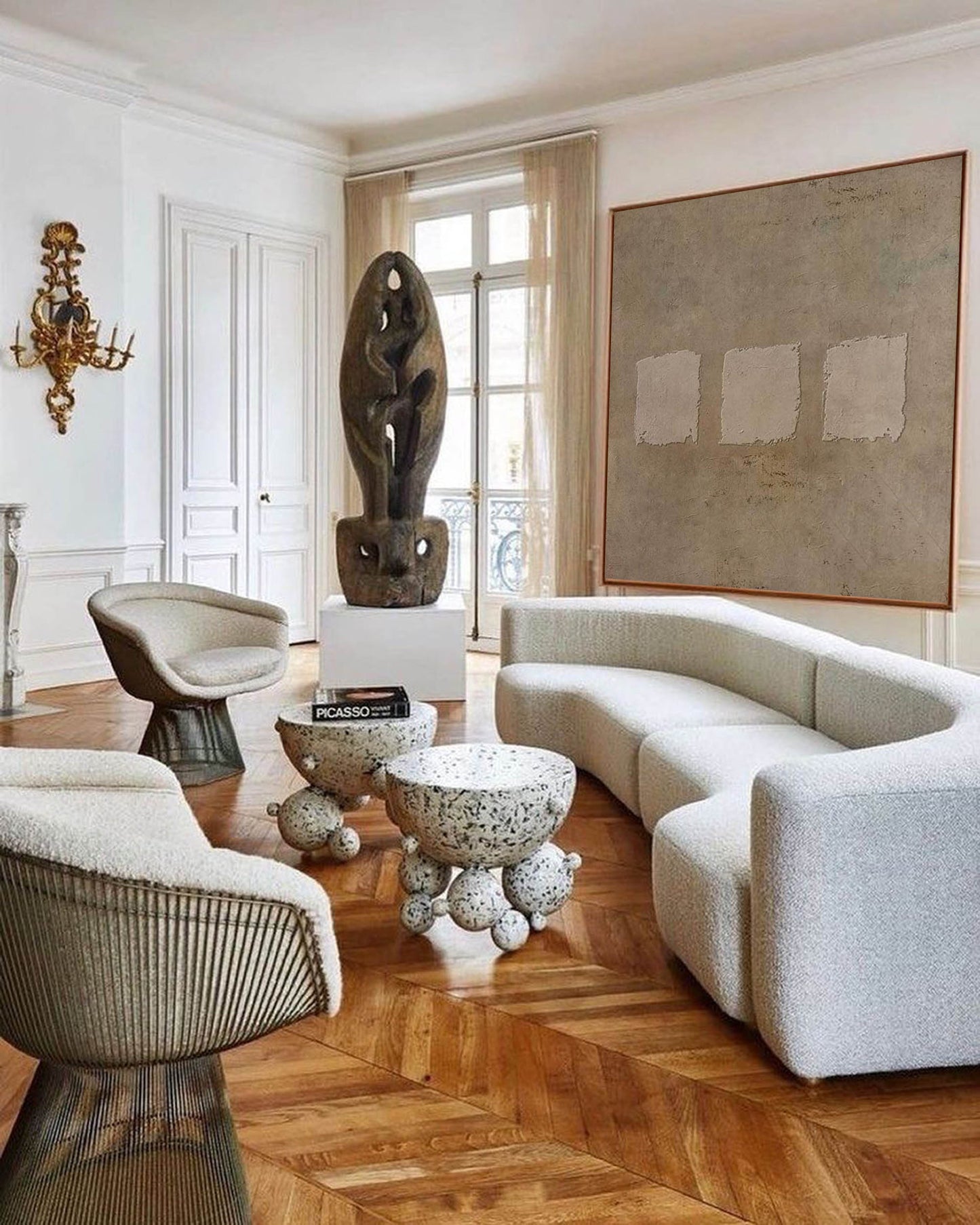 Minimalist Wabi-Sabi Oil Painting for Modern Interior Decor