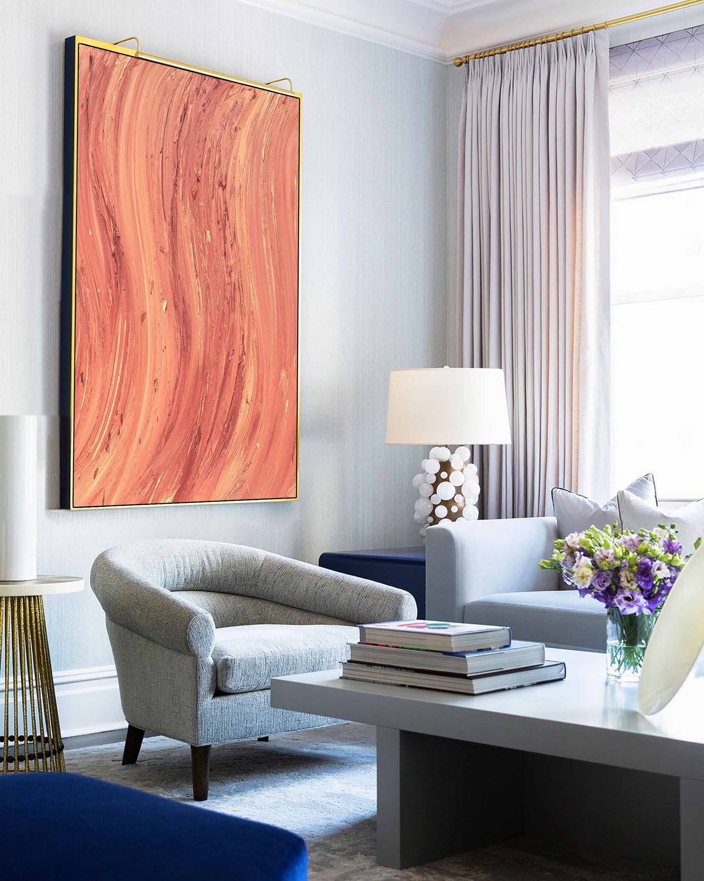 Abstract Warm Toned Oil Painting for Modern Home Decor