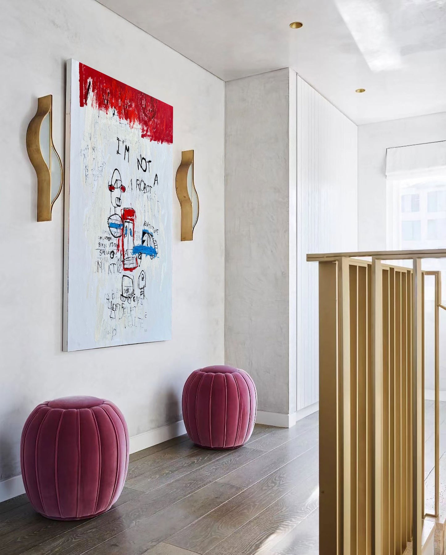 Colorful Abstract Robot Graffiti Oil Painting for Unique Home Decor