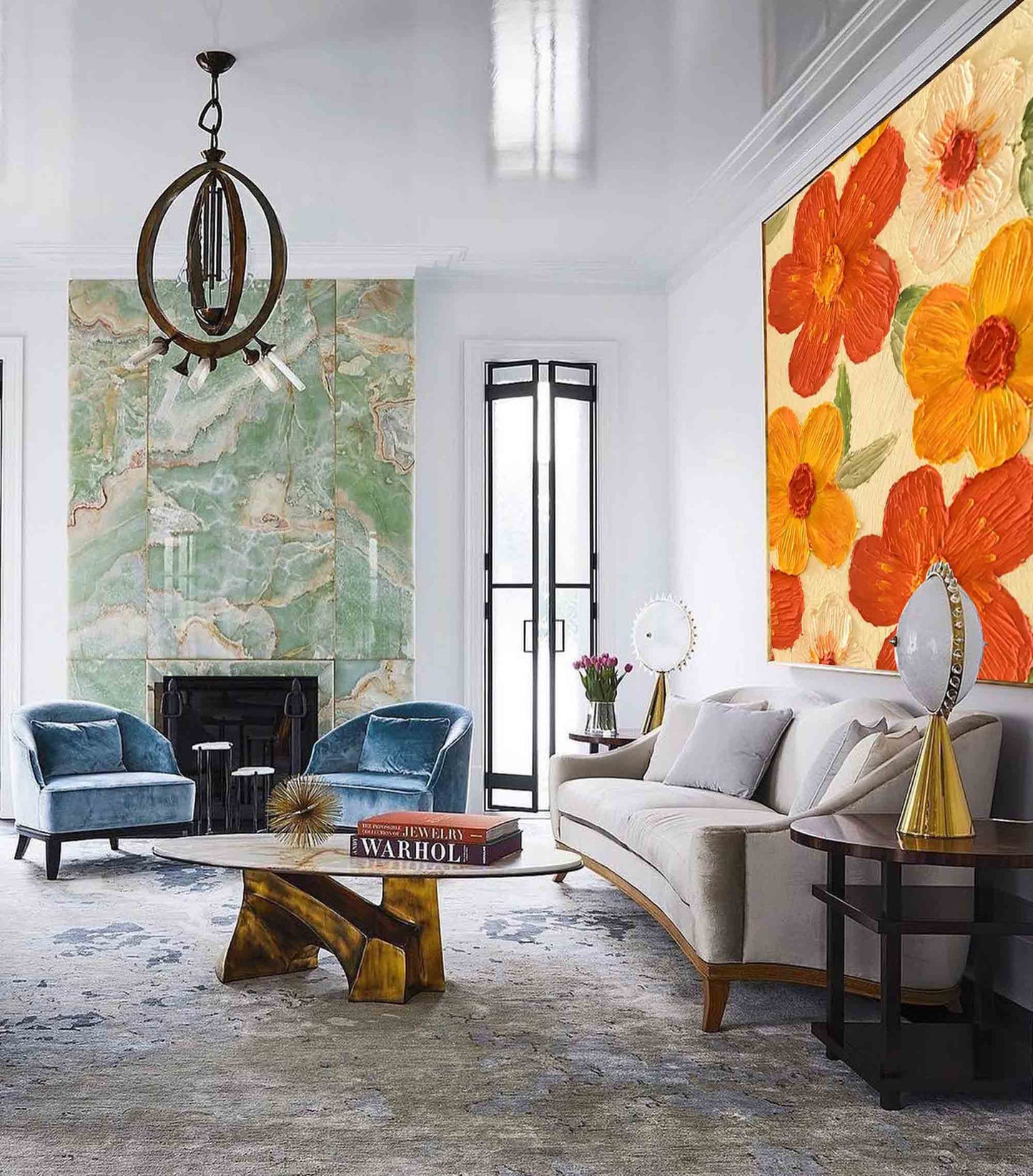 Vibrant Floral Oil Painting - Colorful Flower Wall Art for Home Decor