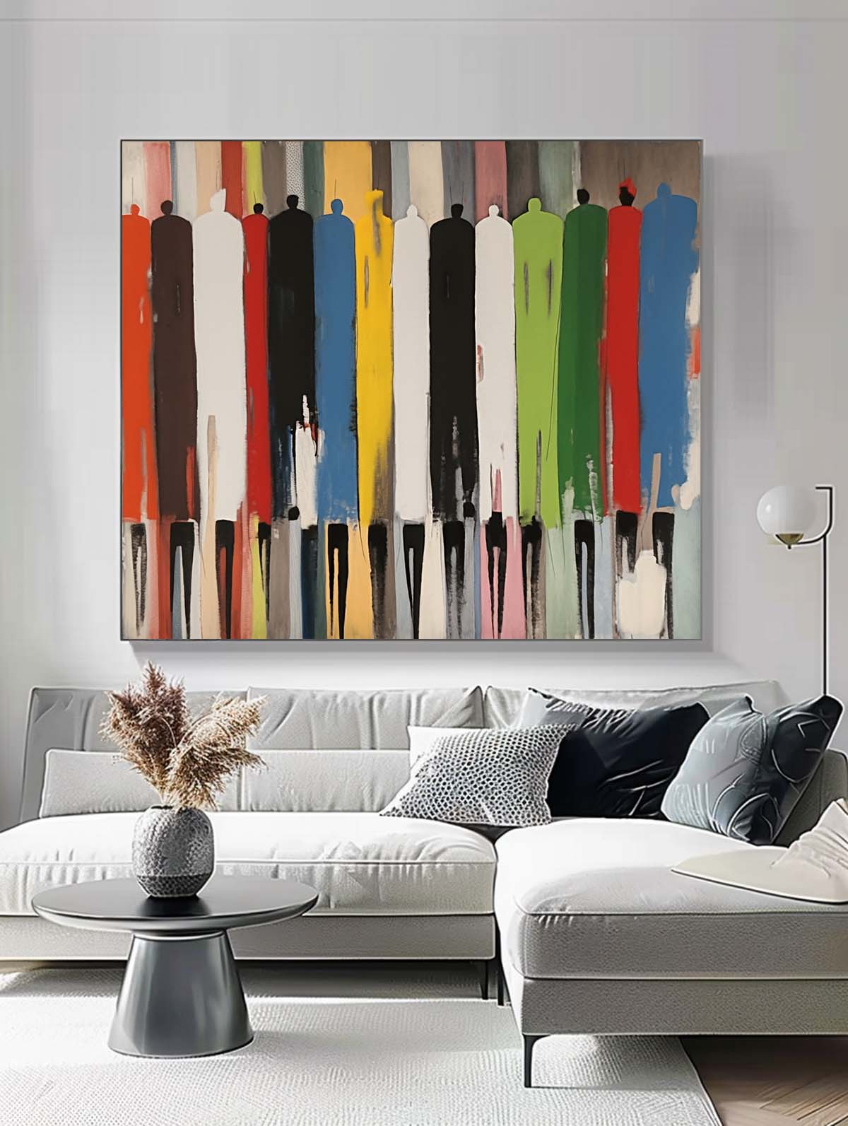 Colorful Abstract Human Figures Oil Painting for Modern Home Decor