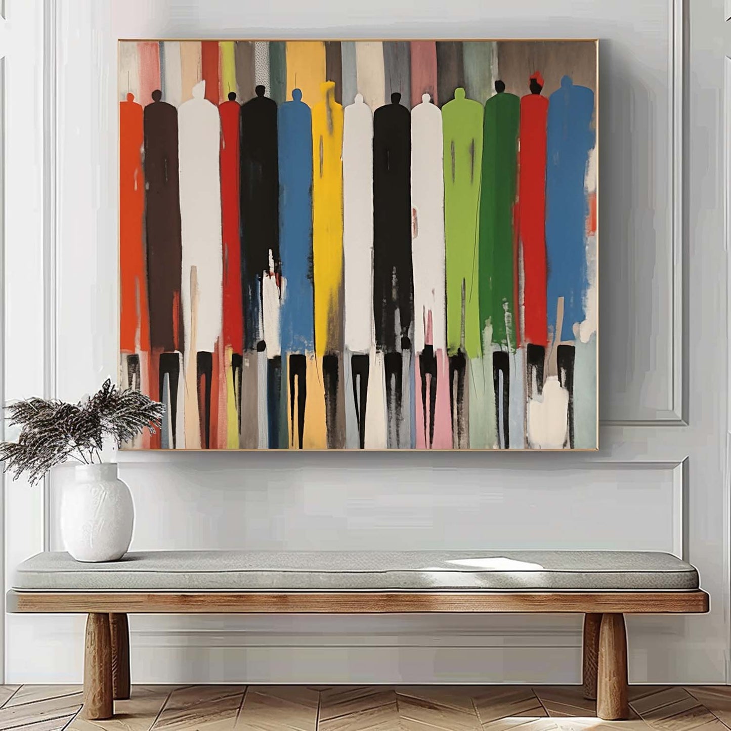 Colorful Abstract Human Figures Oil Painting for Modern Home Decor