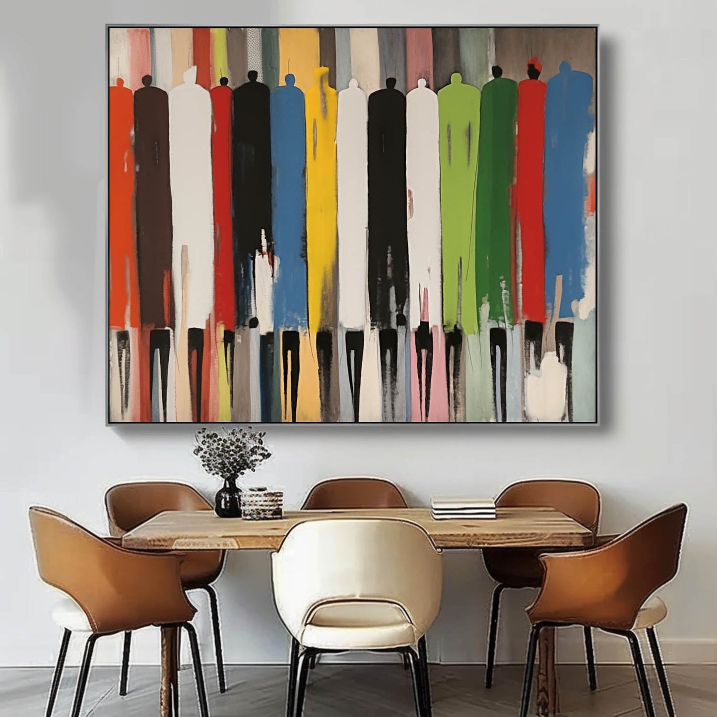 Colorful Abstract Human Figures Oil Painting for Modern Home Decor