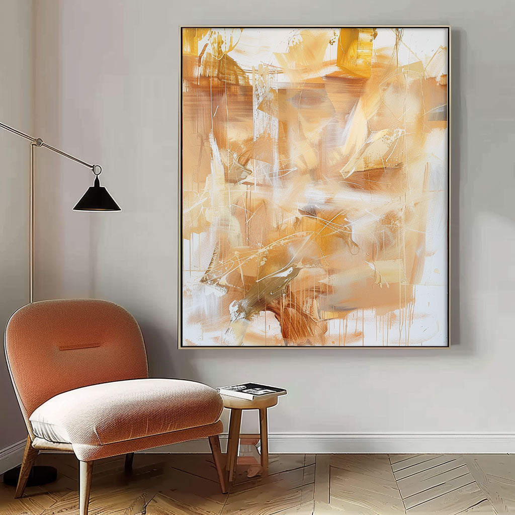Contemporary Abstract Oil Painting in Earthy Tones for Modern Home Decor