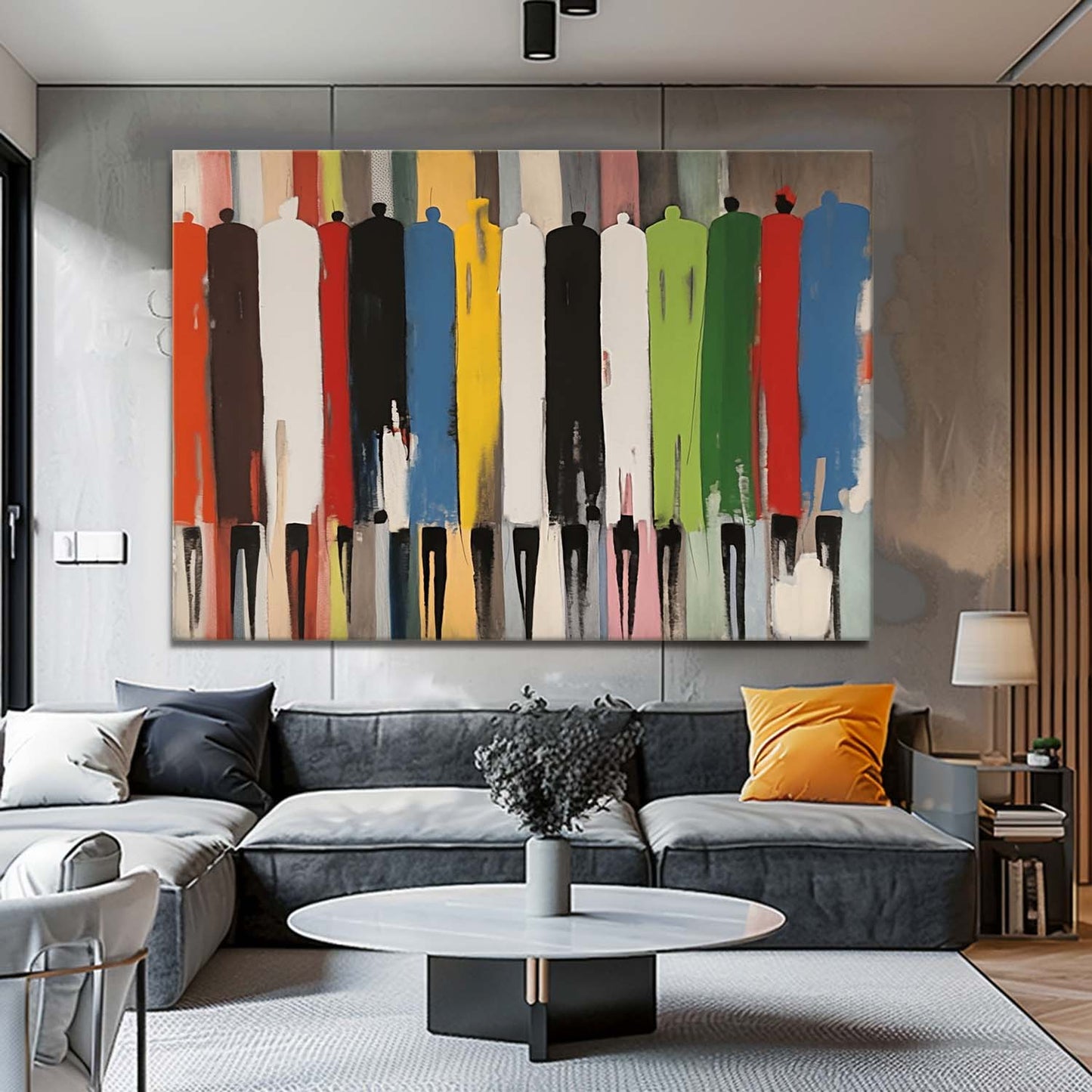 Colorful Abstract Human Figures Oil Painting for Modern Home Decor