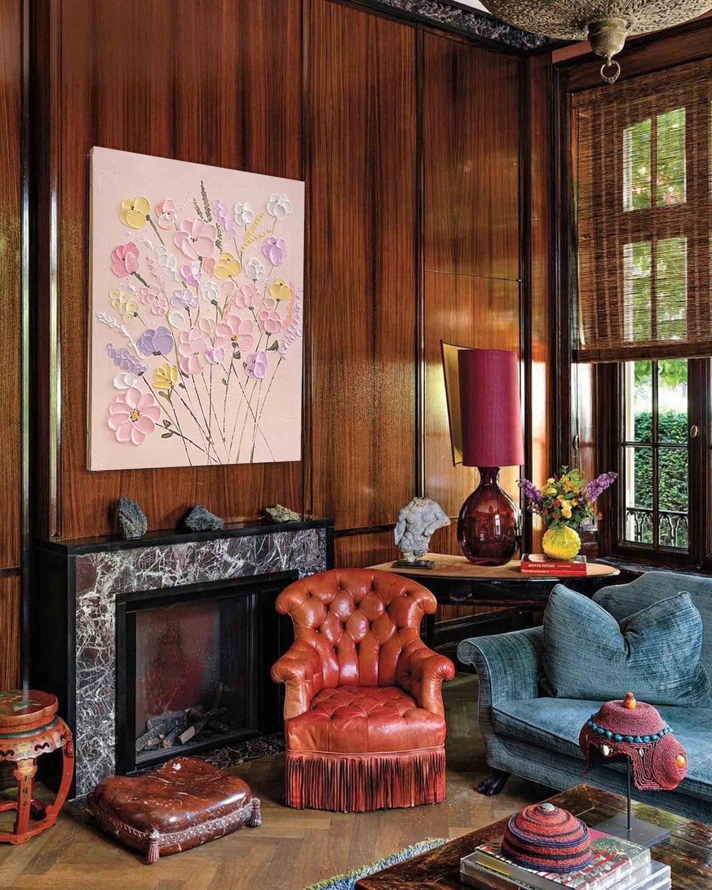 Blossoming Floral Oil Painting on Canvas - Pastel Flower Bouquet Art