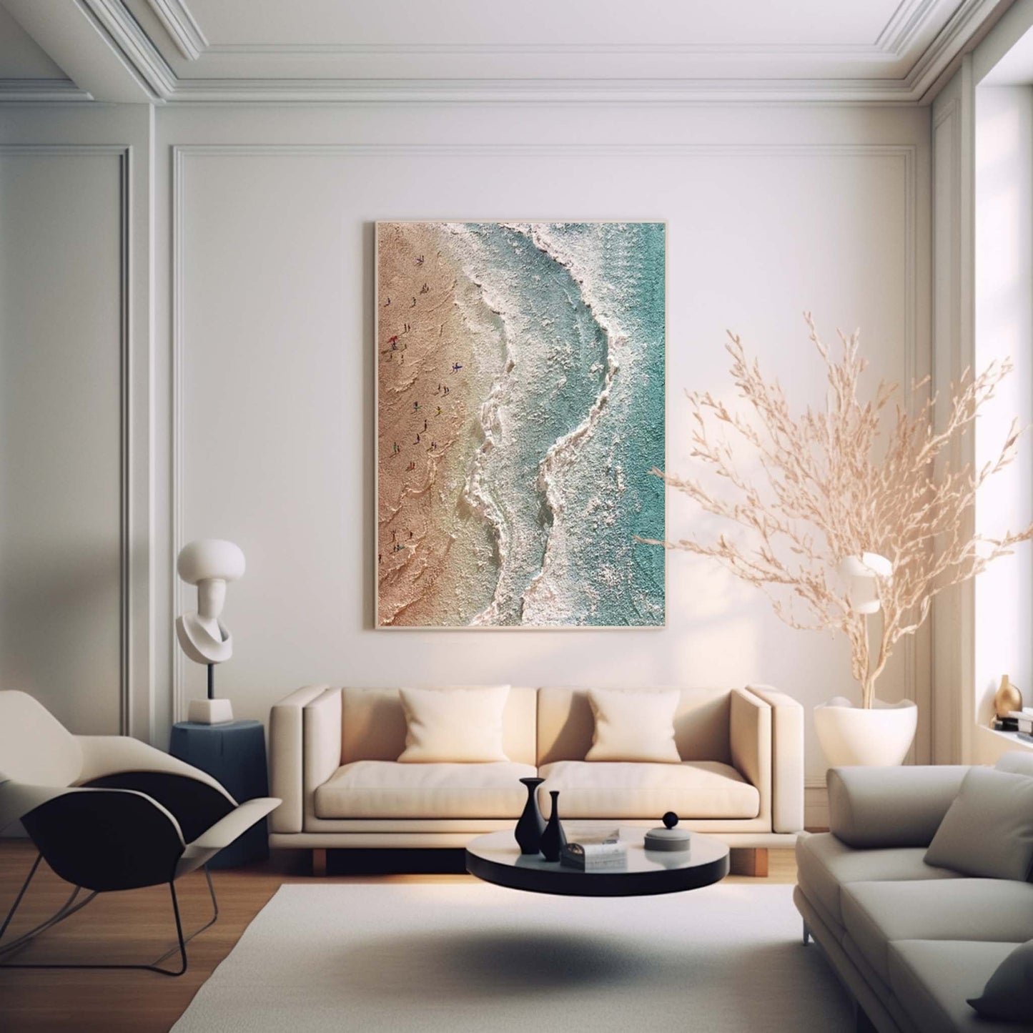 Stunning Beach Scene Oil Painting for Coastal Home Decor