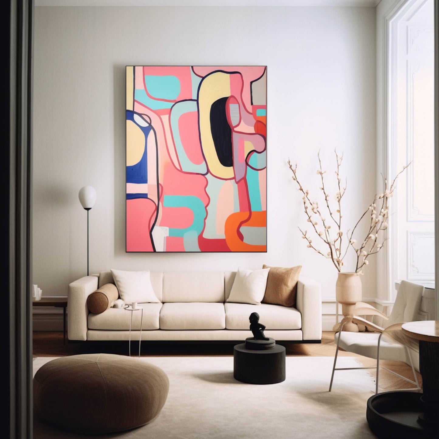 Colorful Abstract Face Oil Painting for Modern Home Decor