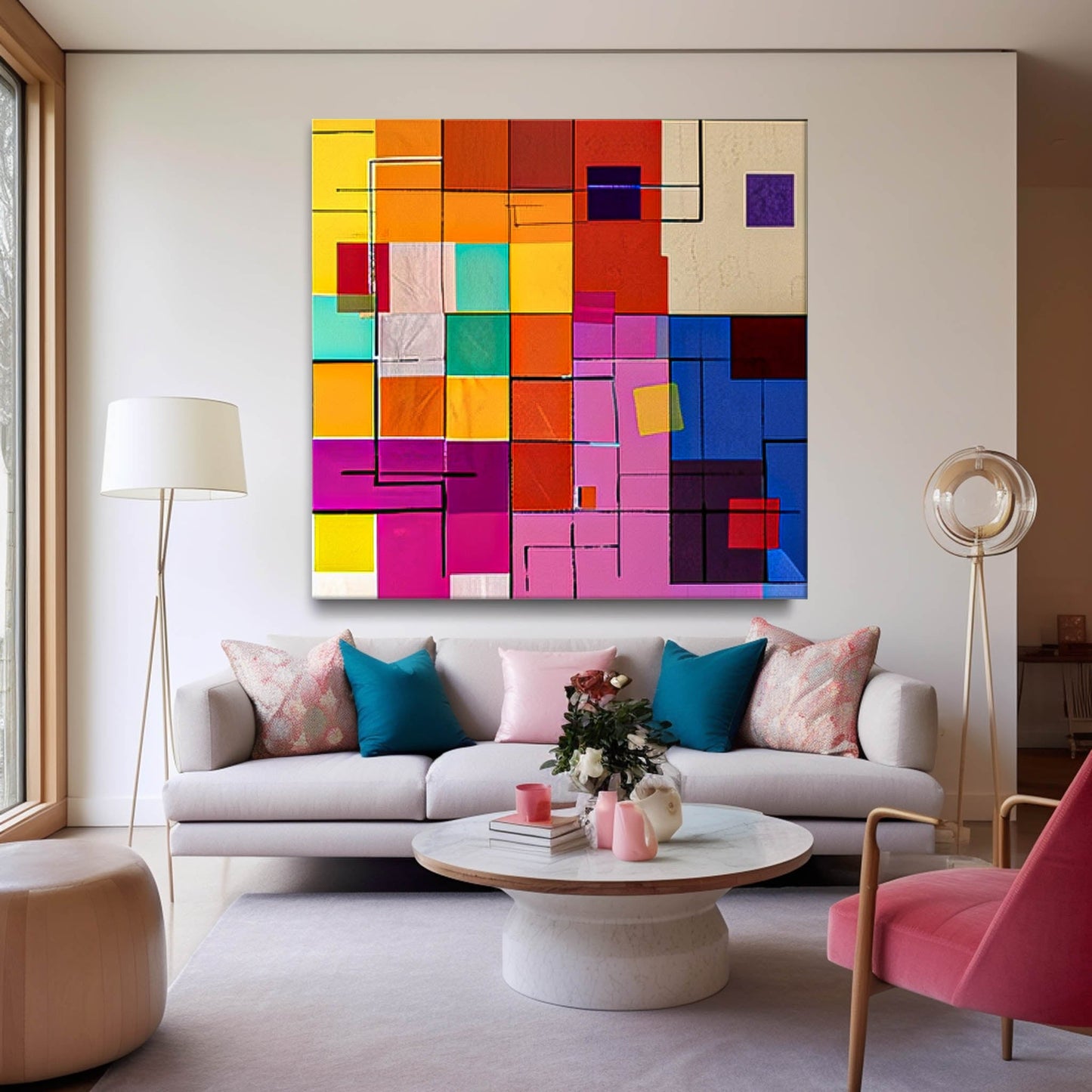 Vibrant Abstract Geometric Canvas Art for Modern Home Decor and Unique Wall Aesthetic