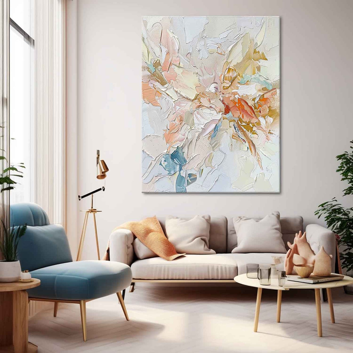 Serene Abstract Floral Oil Painting for Modern Home Decor