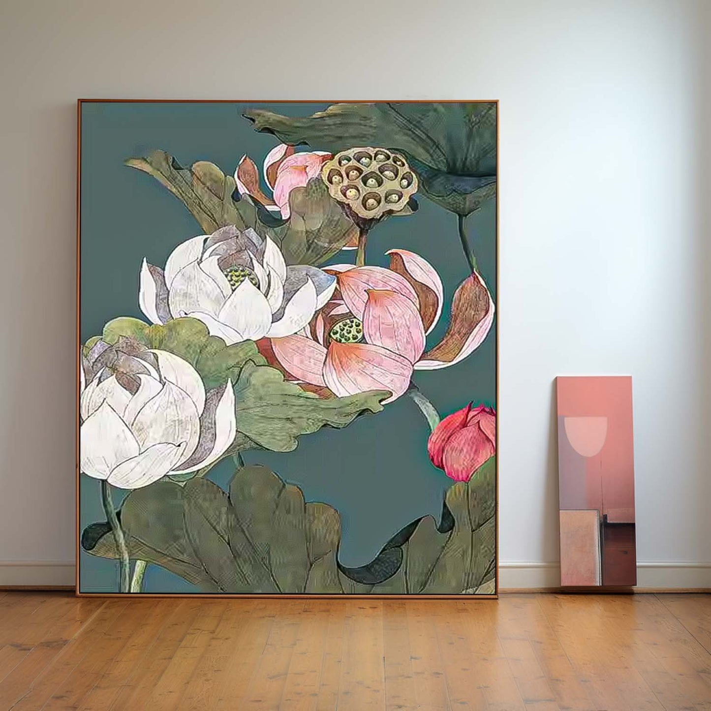 Elegant Lotus Flower Oil Painting on Canvas for Home Decor