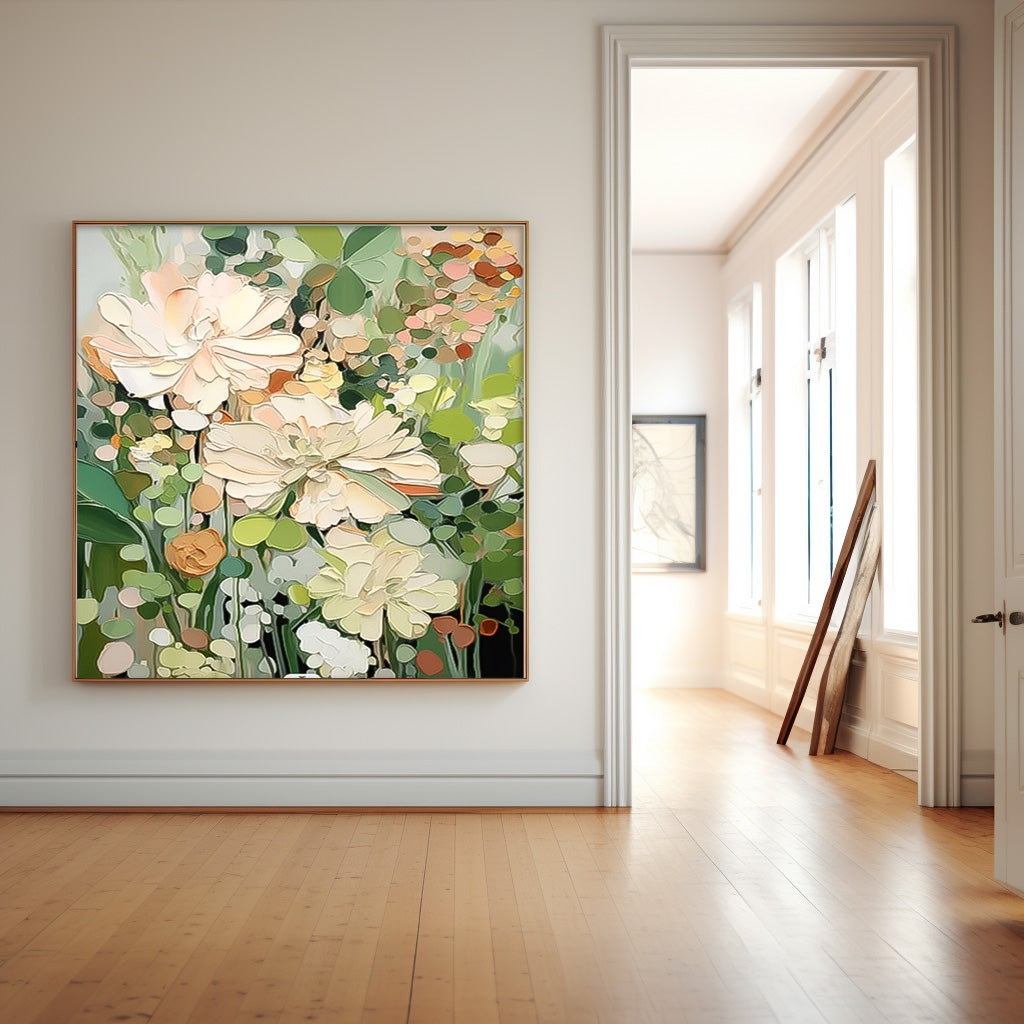 Elegant Floral Oil Painting for Home Decor - Vibrant Flower Canvas Art