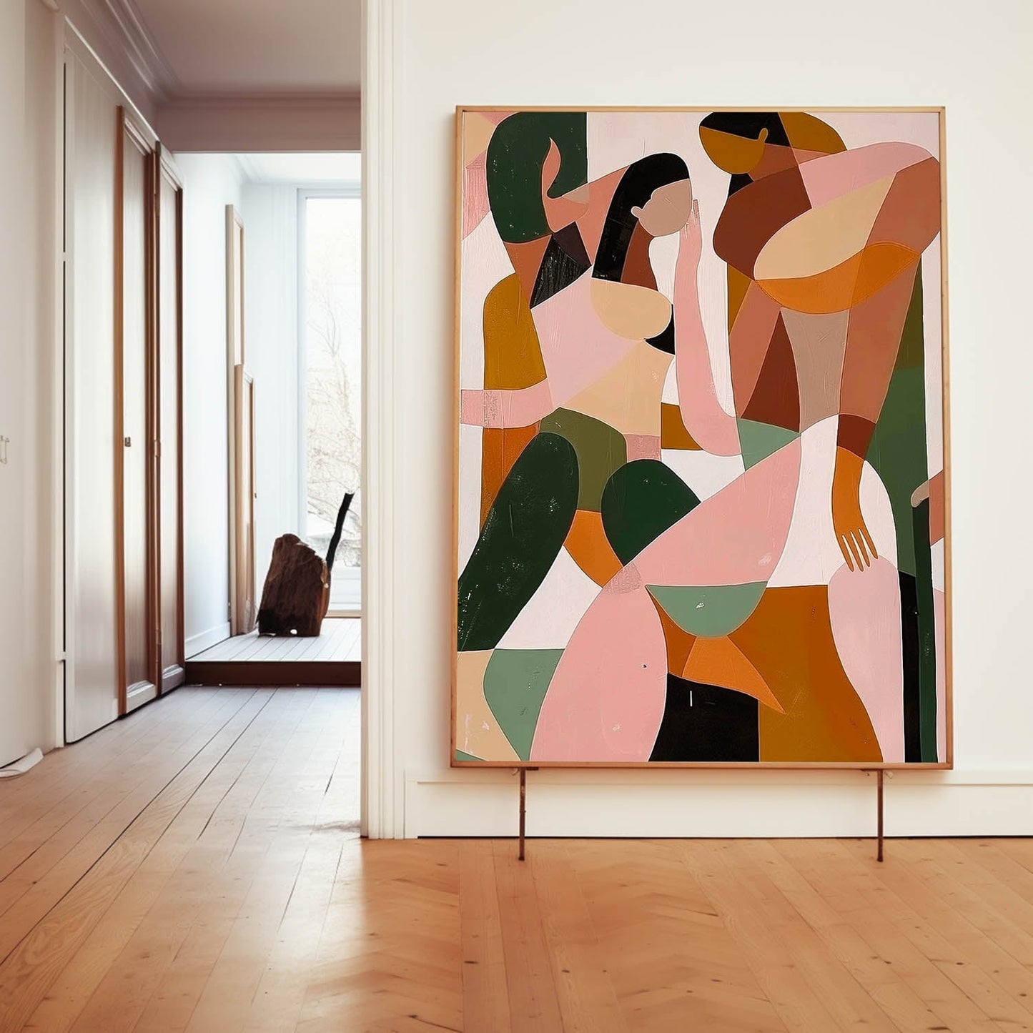 Colorful Abstract Oil Painting of Figures for Modern Home Decor