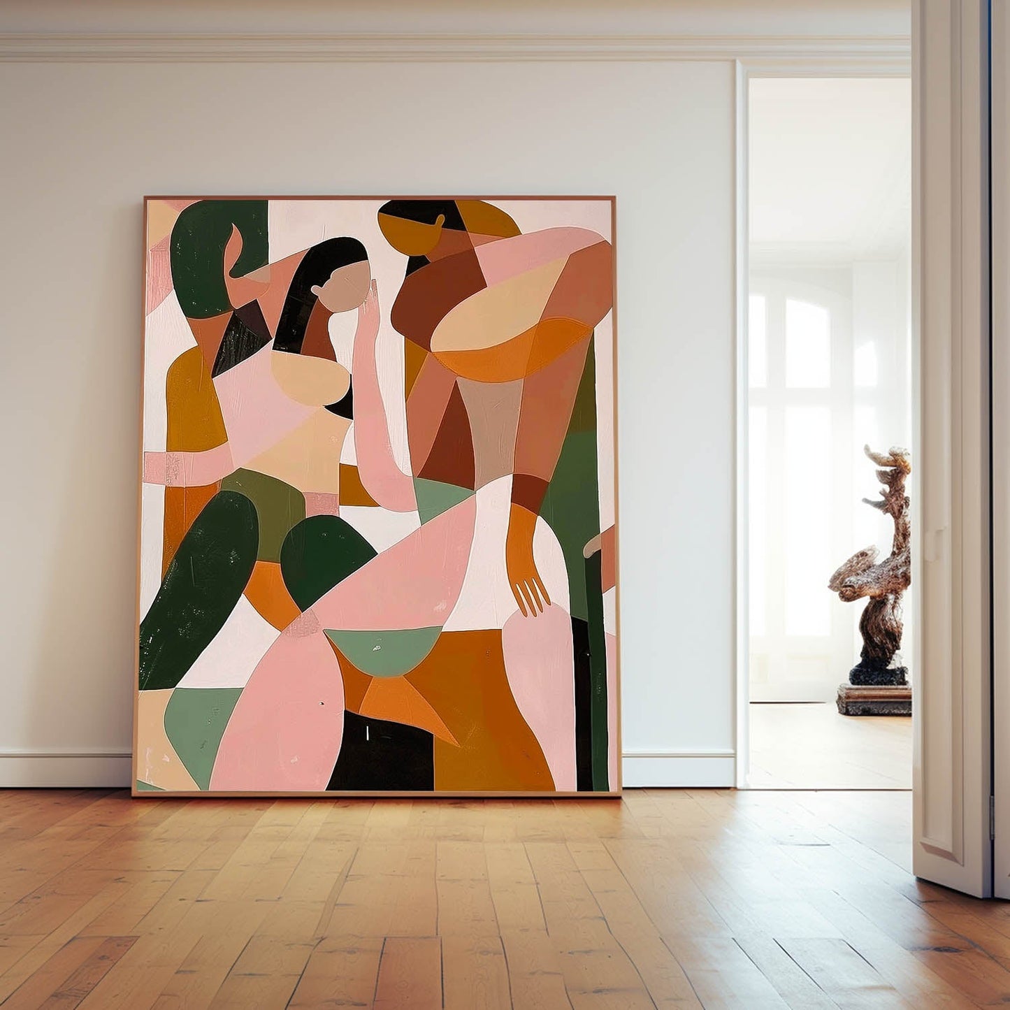 Colorful Abstract Oil Painting of Figures for Modern Home Decor