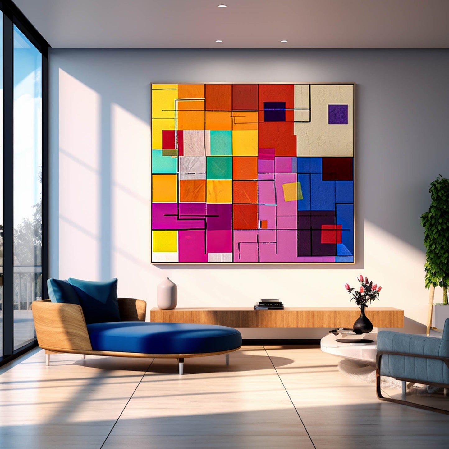 Vibrant Abstract Geometric Canvas Art for Modern Home Decor and Unique Wall Aesthetic