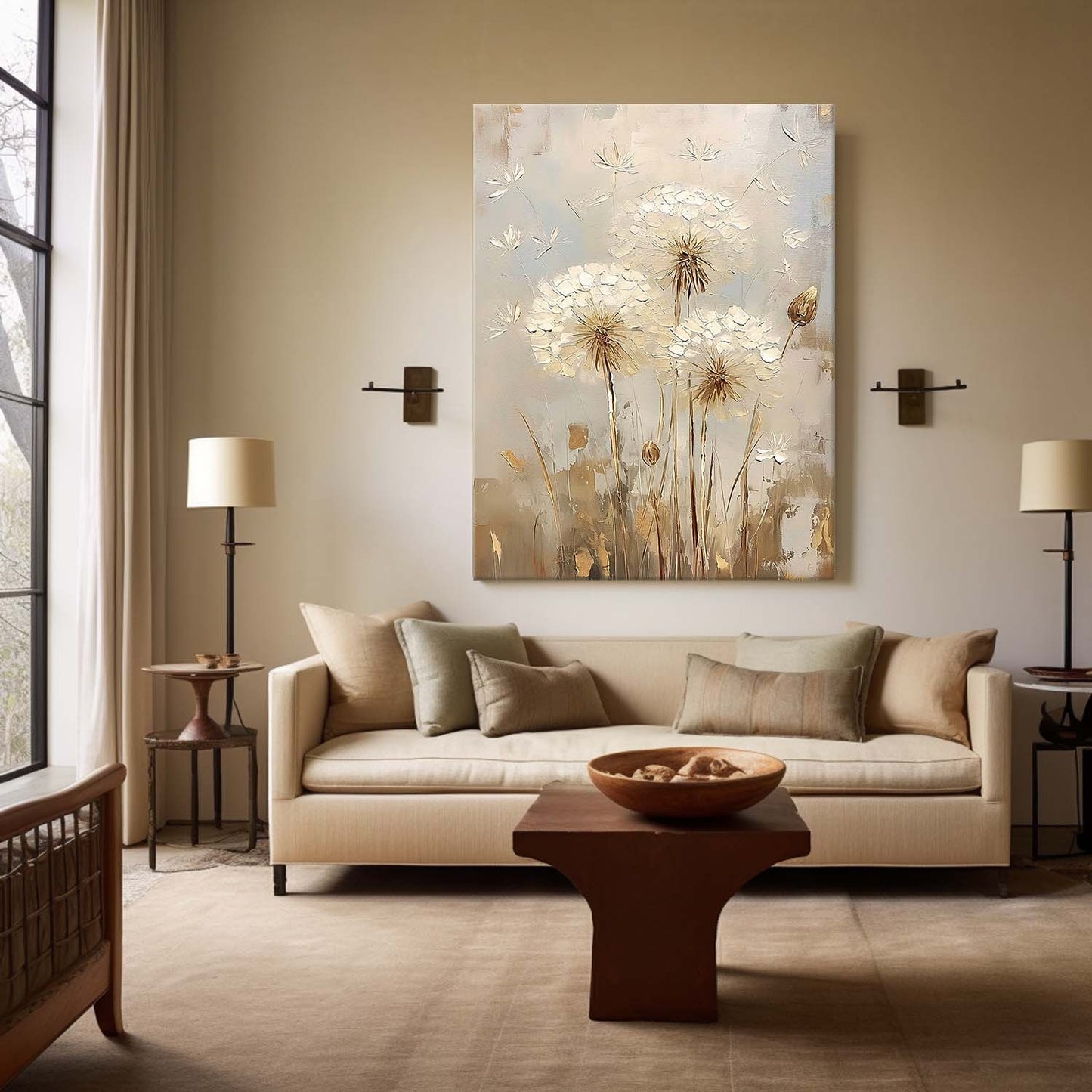 Elegant White Flower Oil Painting for Modern Home Decor