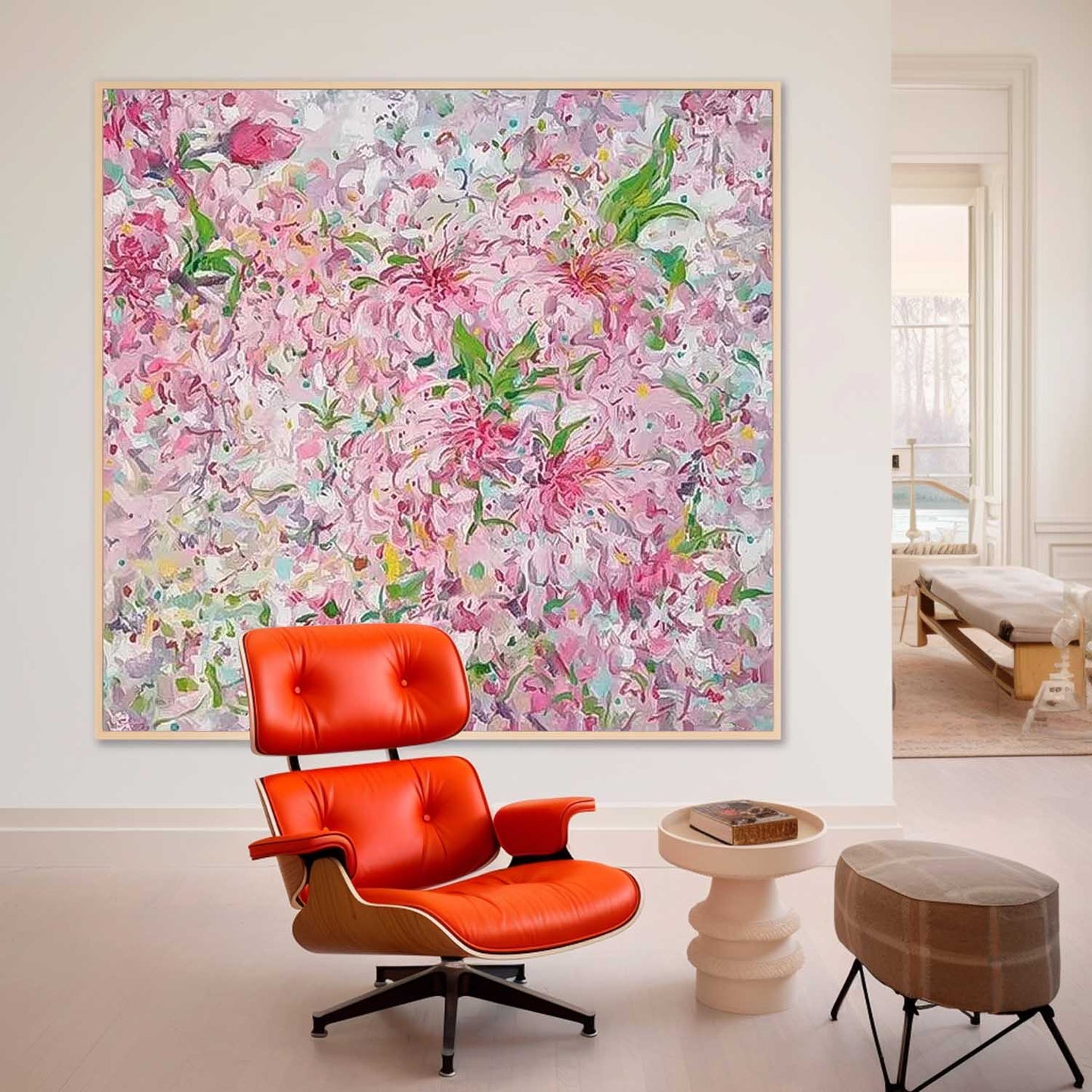 Vibrant Pink Floral Canvas Art for Elegant Home Decor