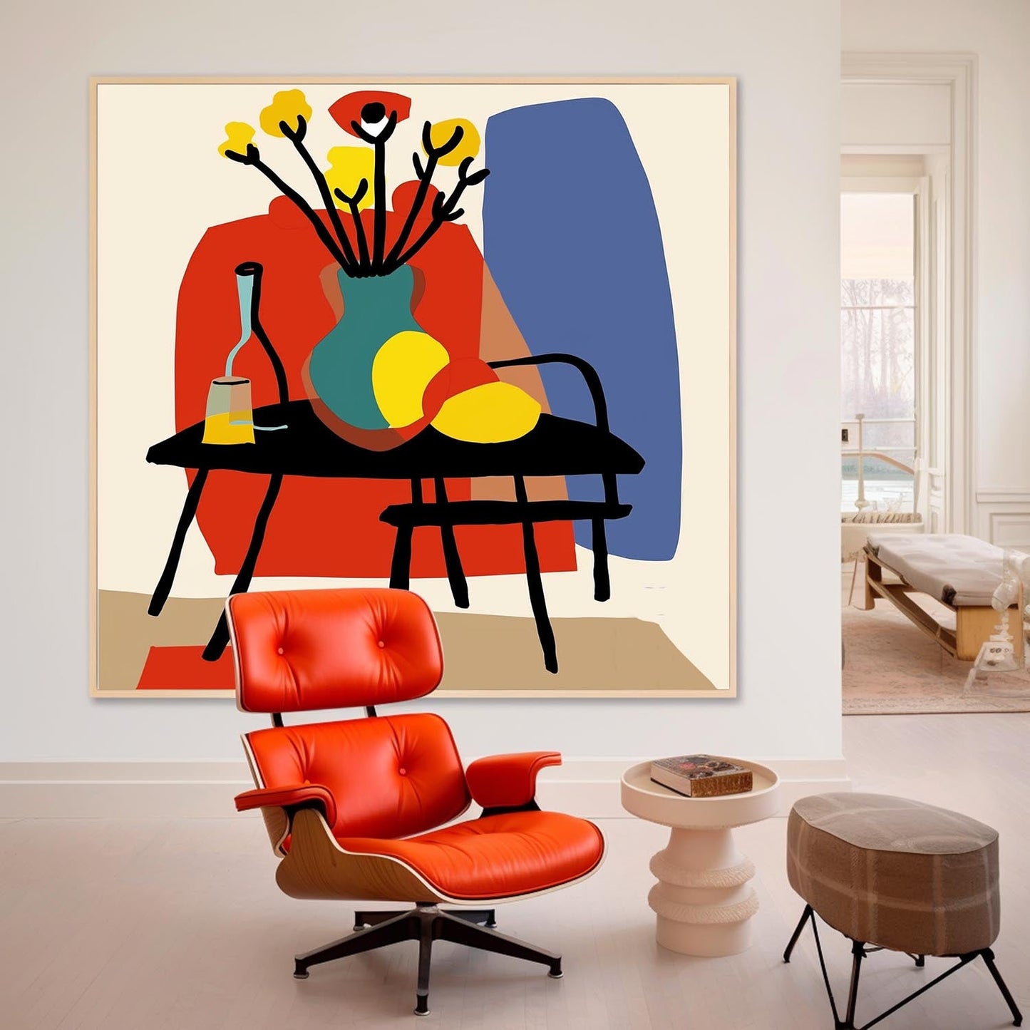 Vibrant Flower Still Life in Colorful Vase – Modern Canvas Painting