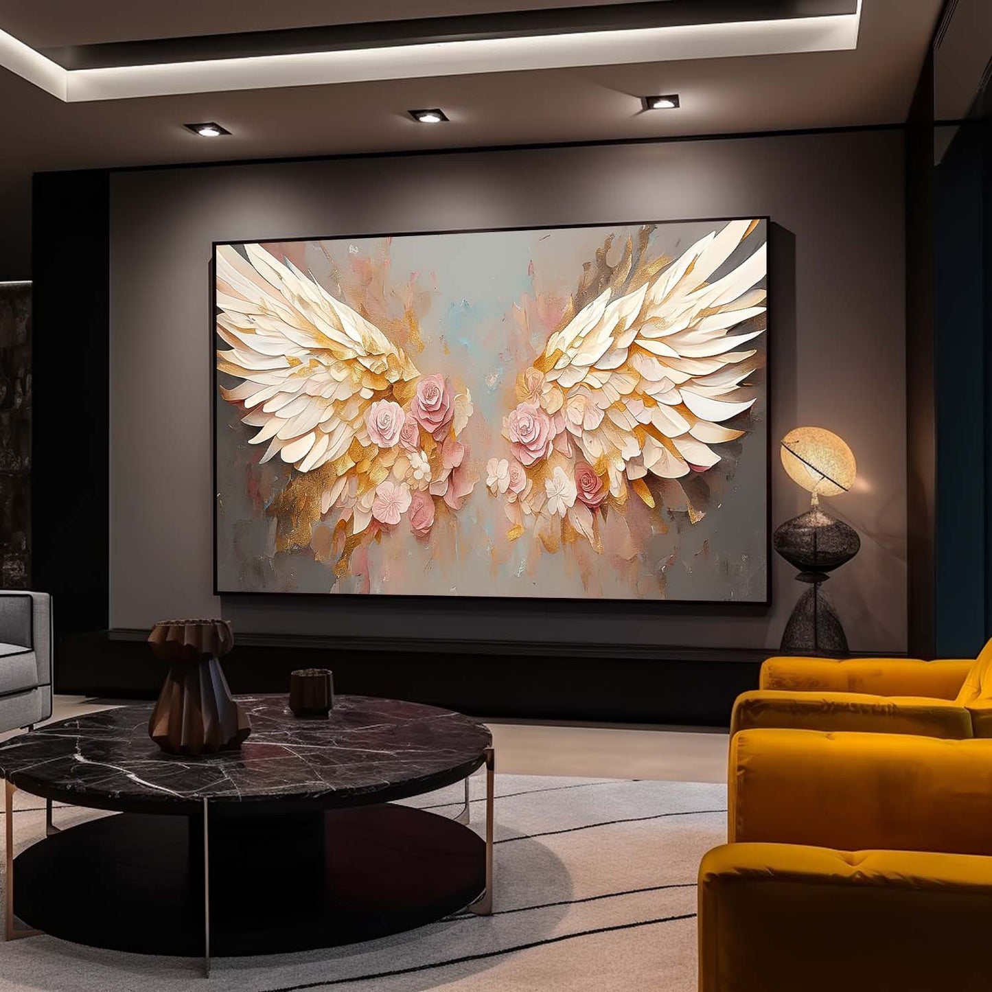 Elegant Floral Wings Oil Painting for Home Decor and Wall Art