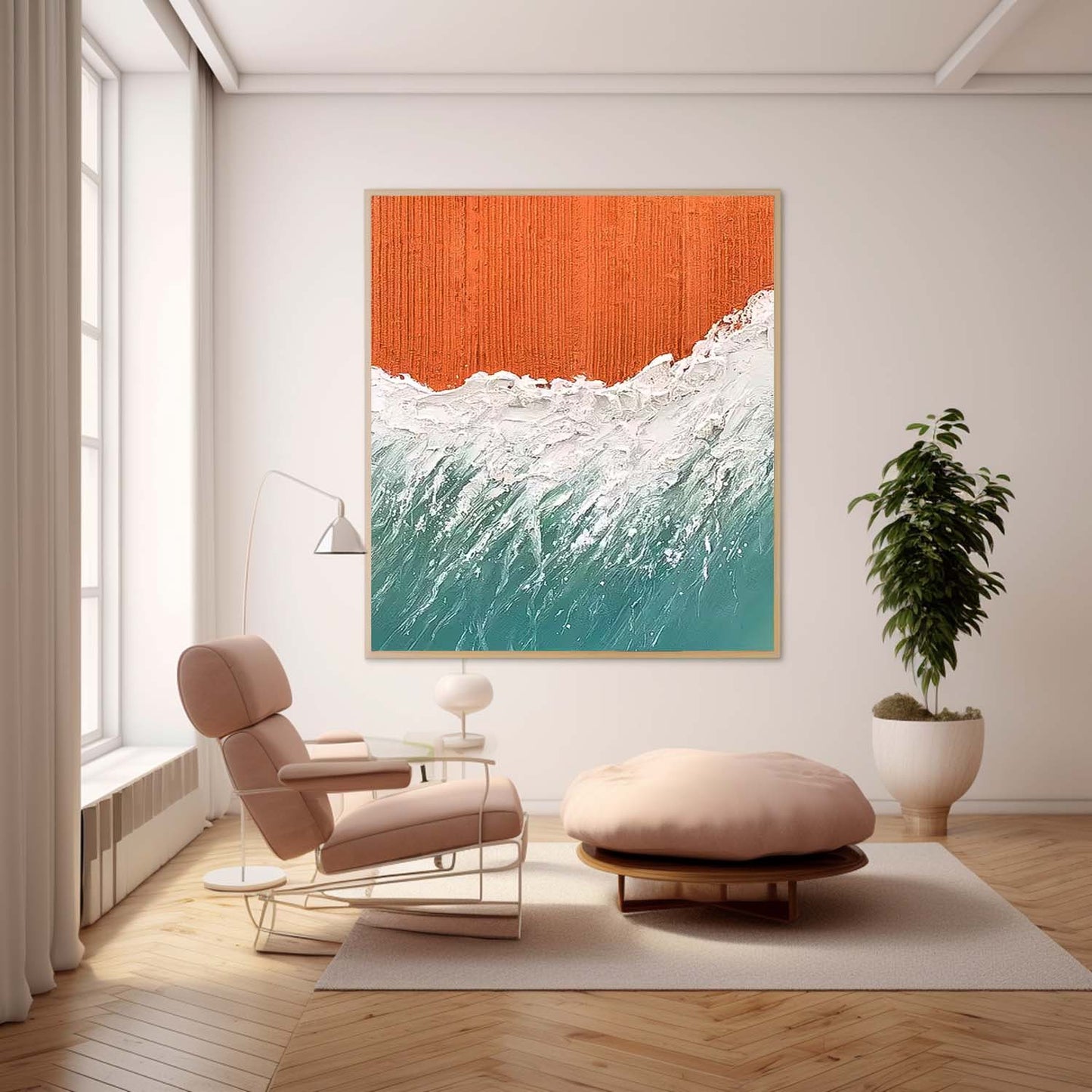 Stunning Beach Waves Oil Painting for Coastal Home Decor