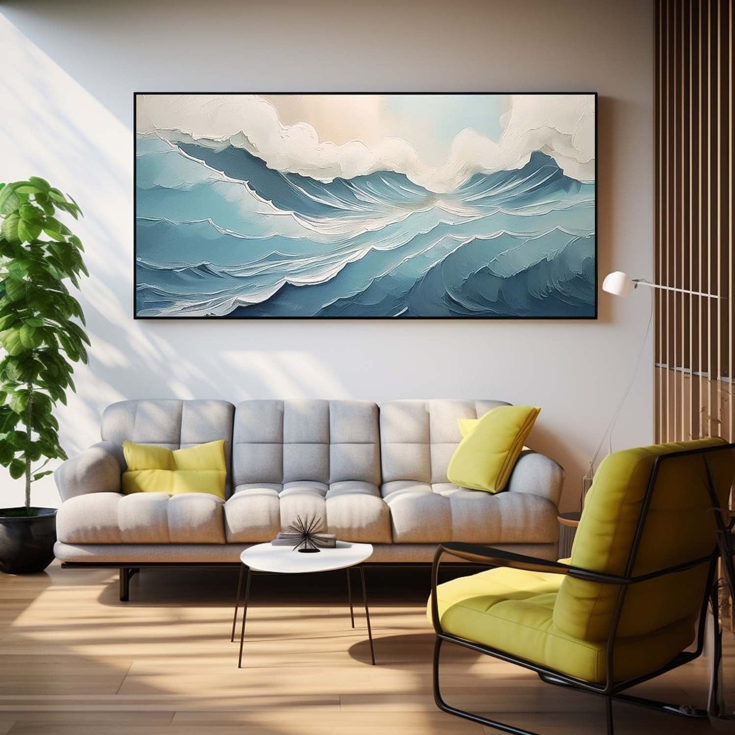 Serene Ocean Waves Oil Painting for Coastal Home Décor