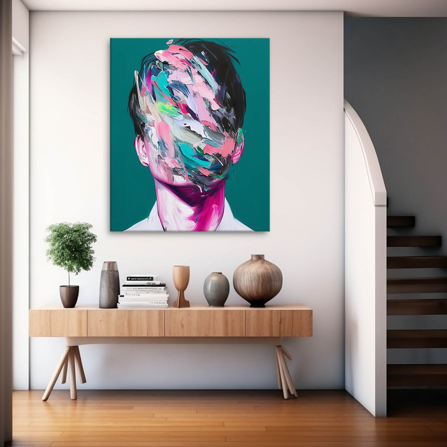 Abstract Expressionism Portrait: Colorful Face Art for Modern Home Decor