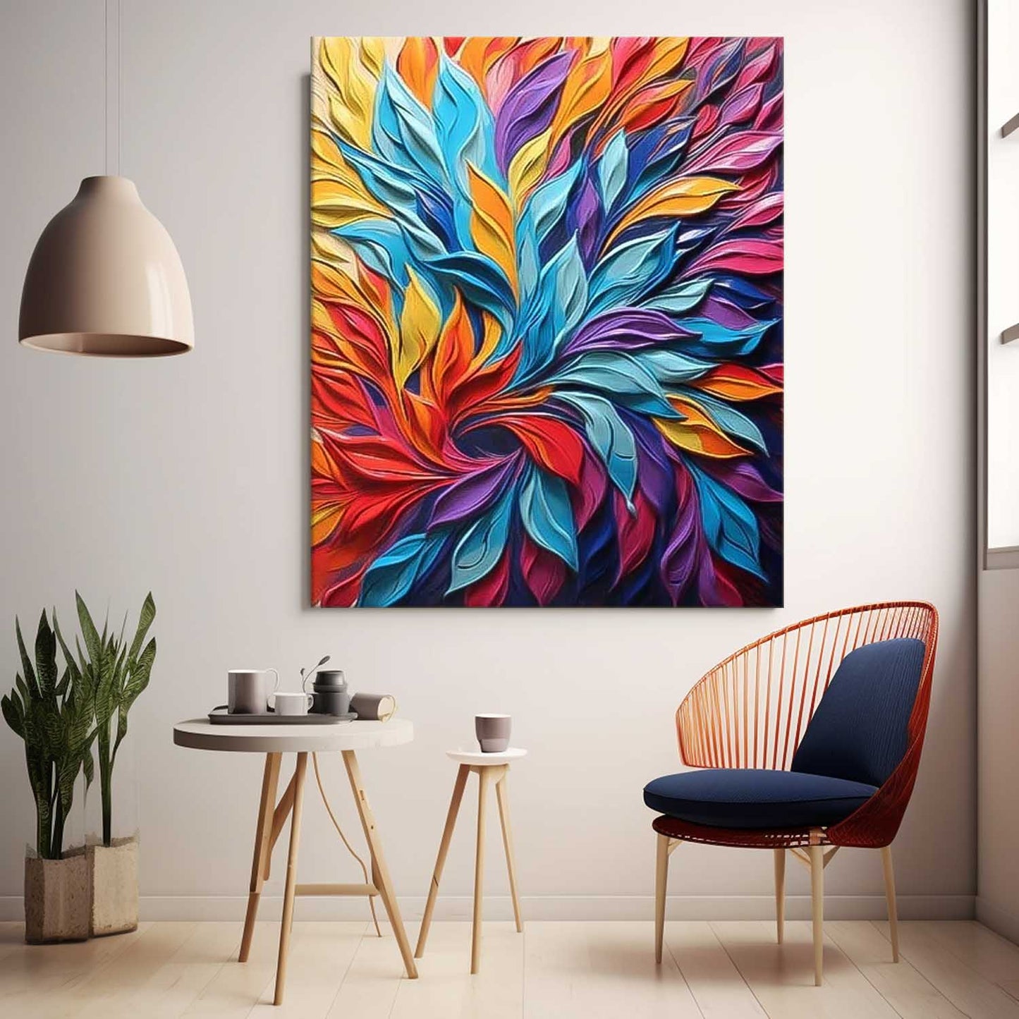 Colorful Abstract Floral Oil Painting for Home Decor and Art Lovers