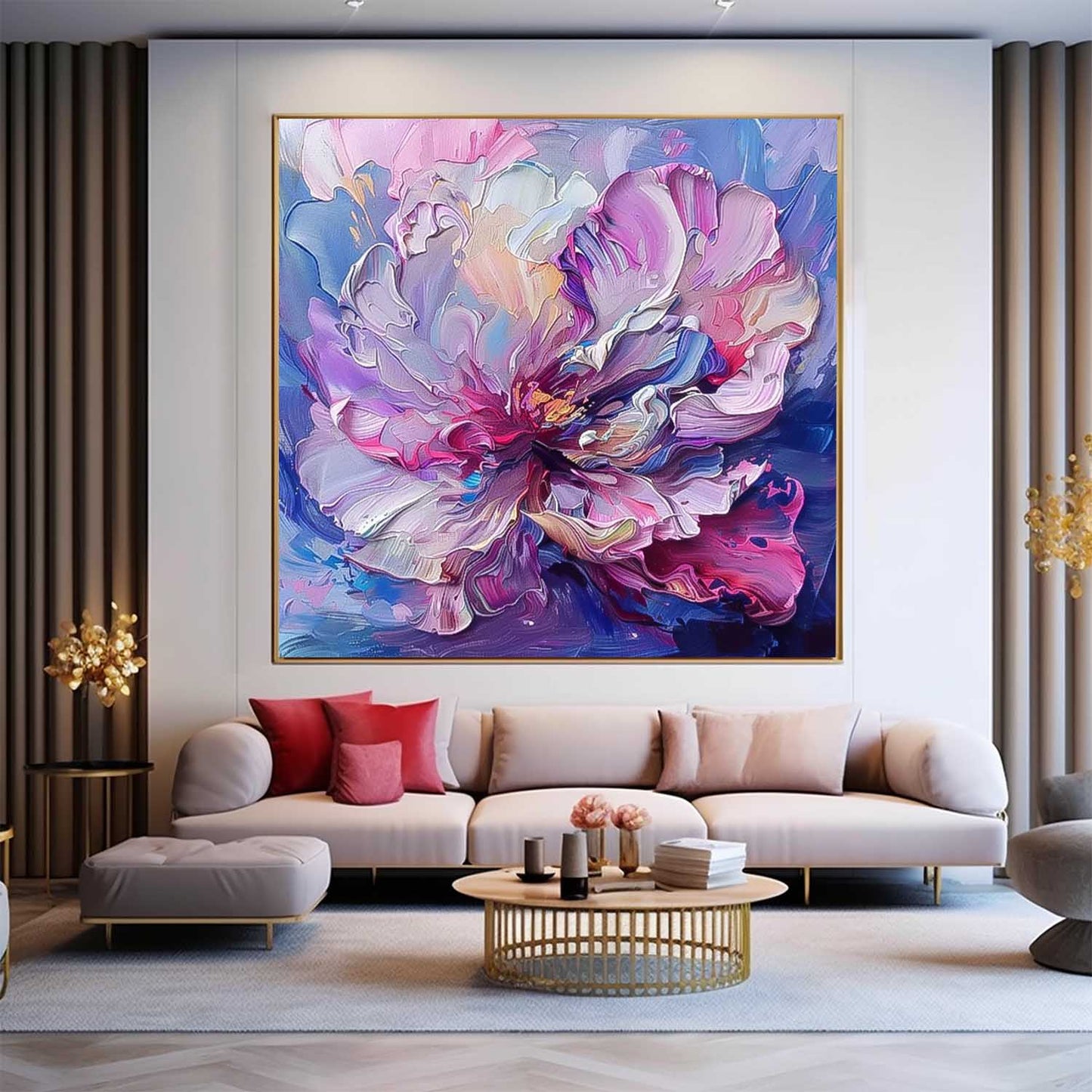 Vibrant Floral Oil Painting - Abstract Art for Home Decor and Elegant Gift