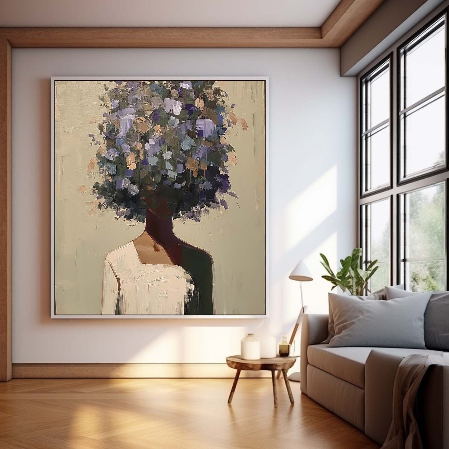 Abstract Floral Portrait Oil Painting for Modern Home Decor