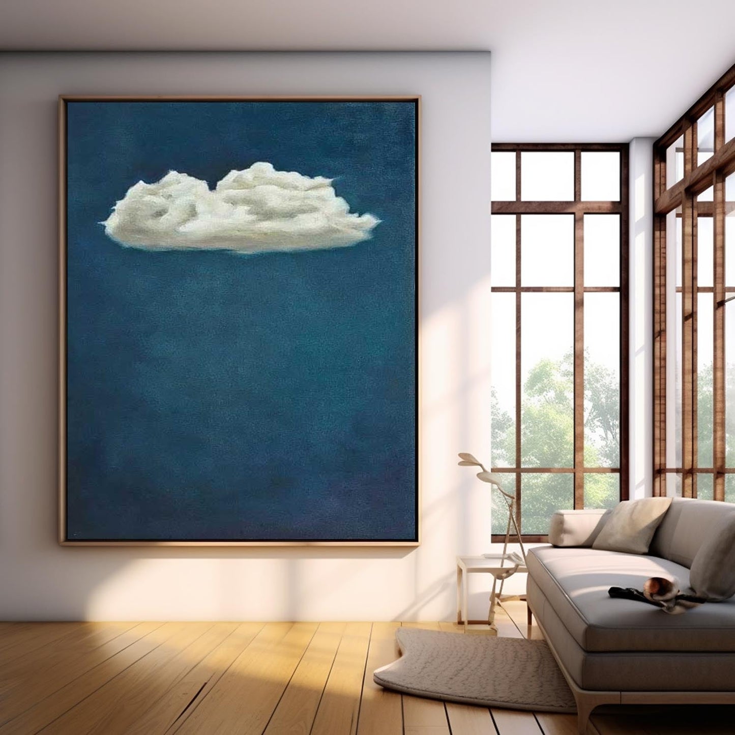 Serene Cloud Oil Painting on Canvas - Minimalist Wall Art for Tranquil Spaces