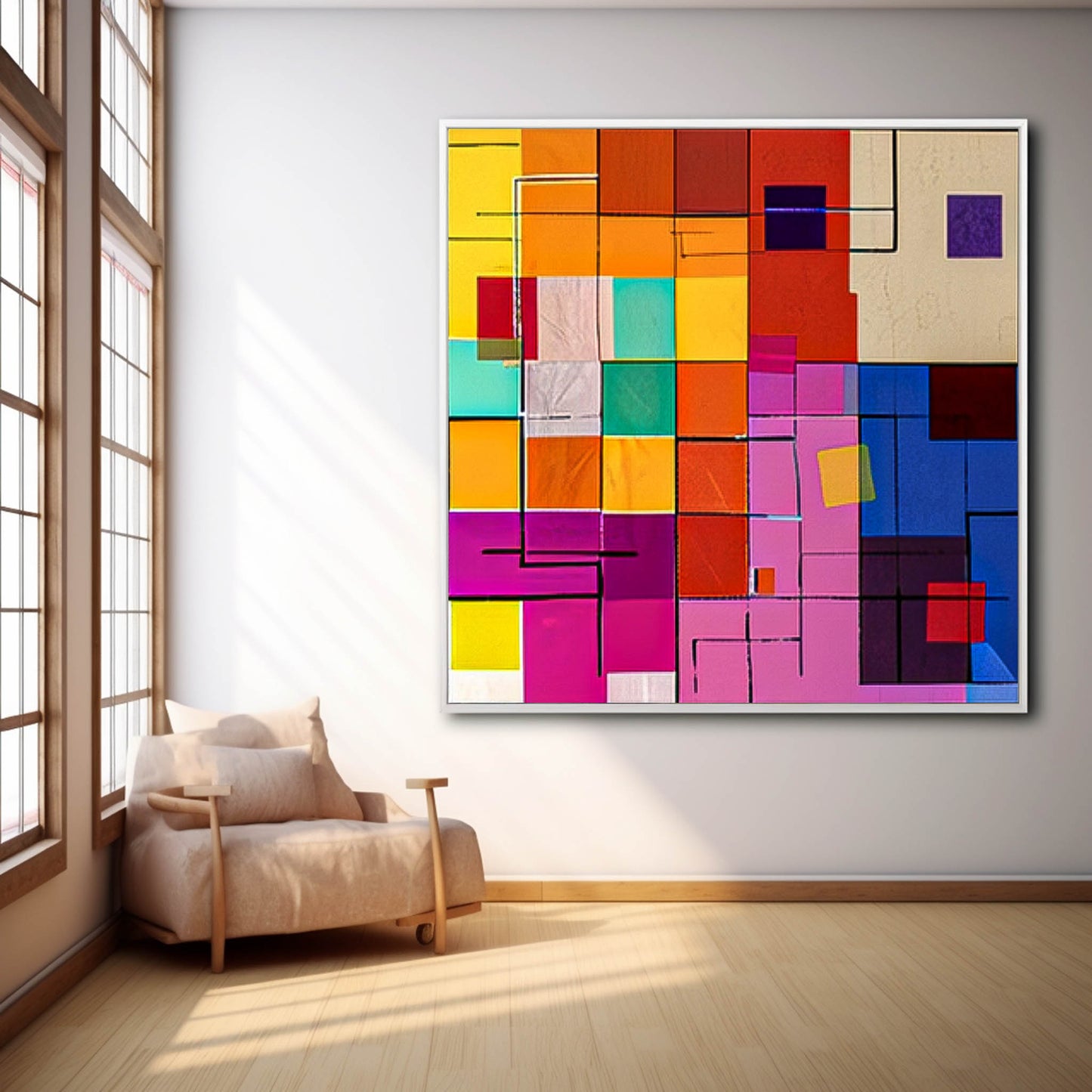 Vibrant Abstract Geometric Canvas Art for Modern Home Decor and Unique Wall Aesthetic