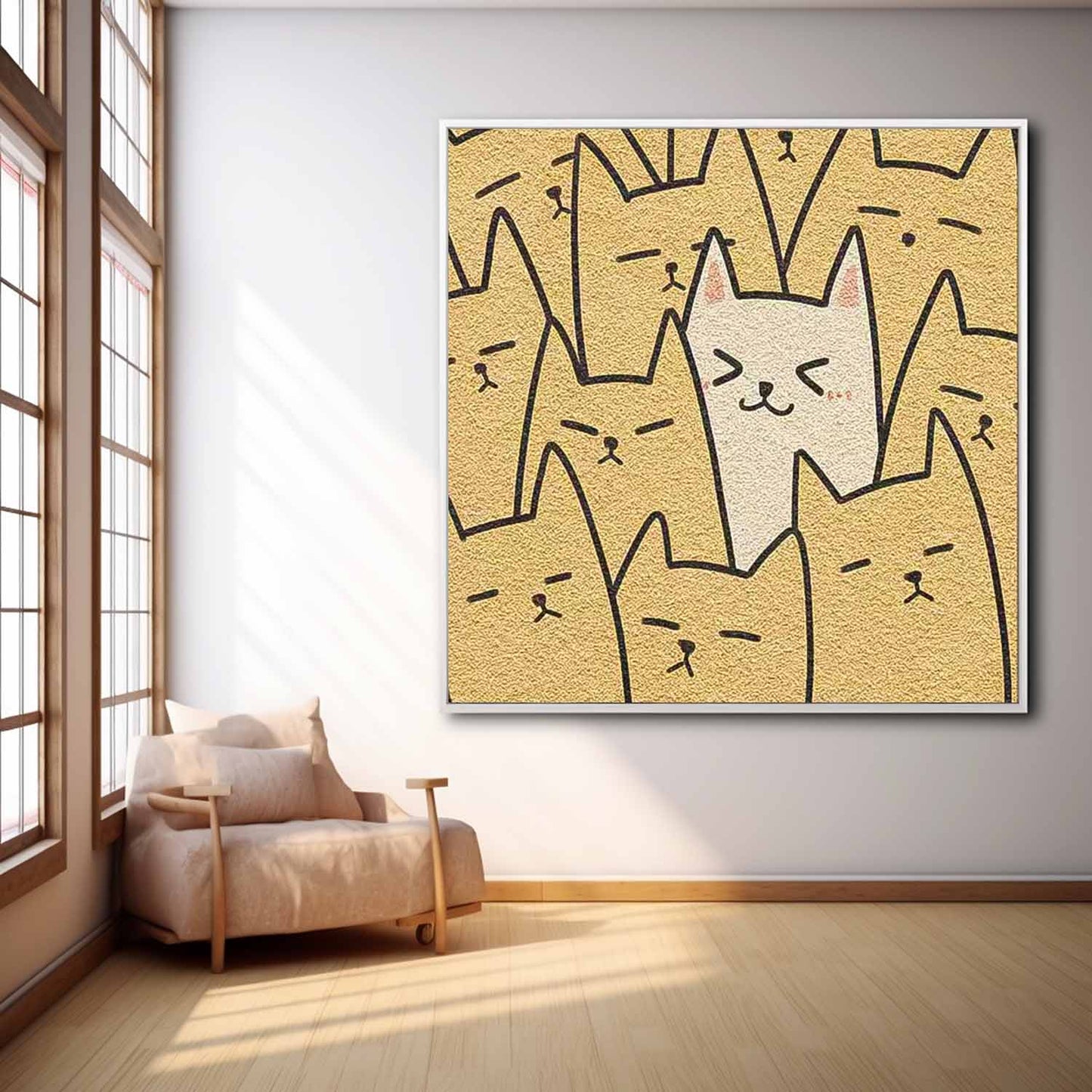 Charming Minimalist Cat Art Print for Modern Home Decor