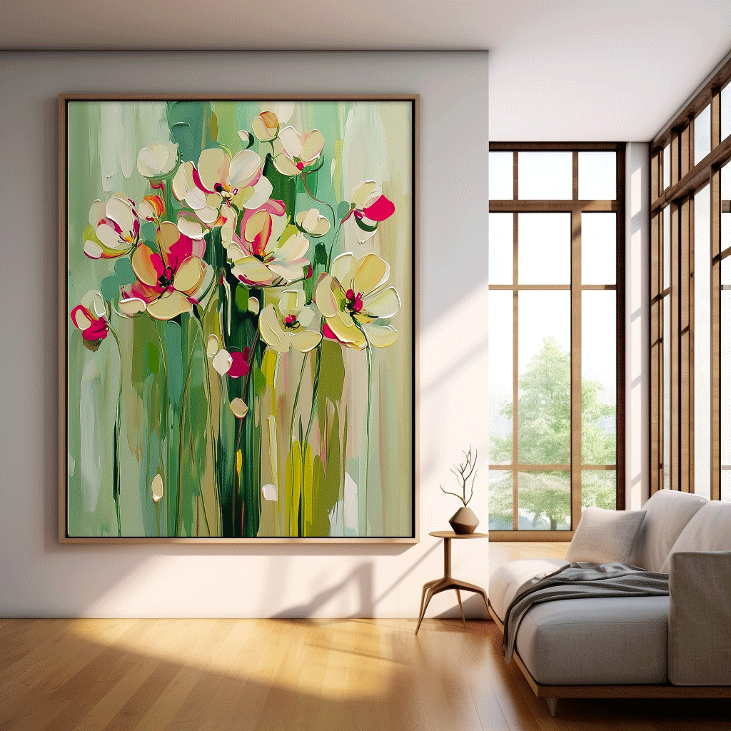 Vibrant Floral Oil Painting for Modern Home Decor and Art Lovers
