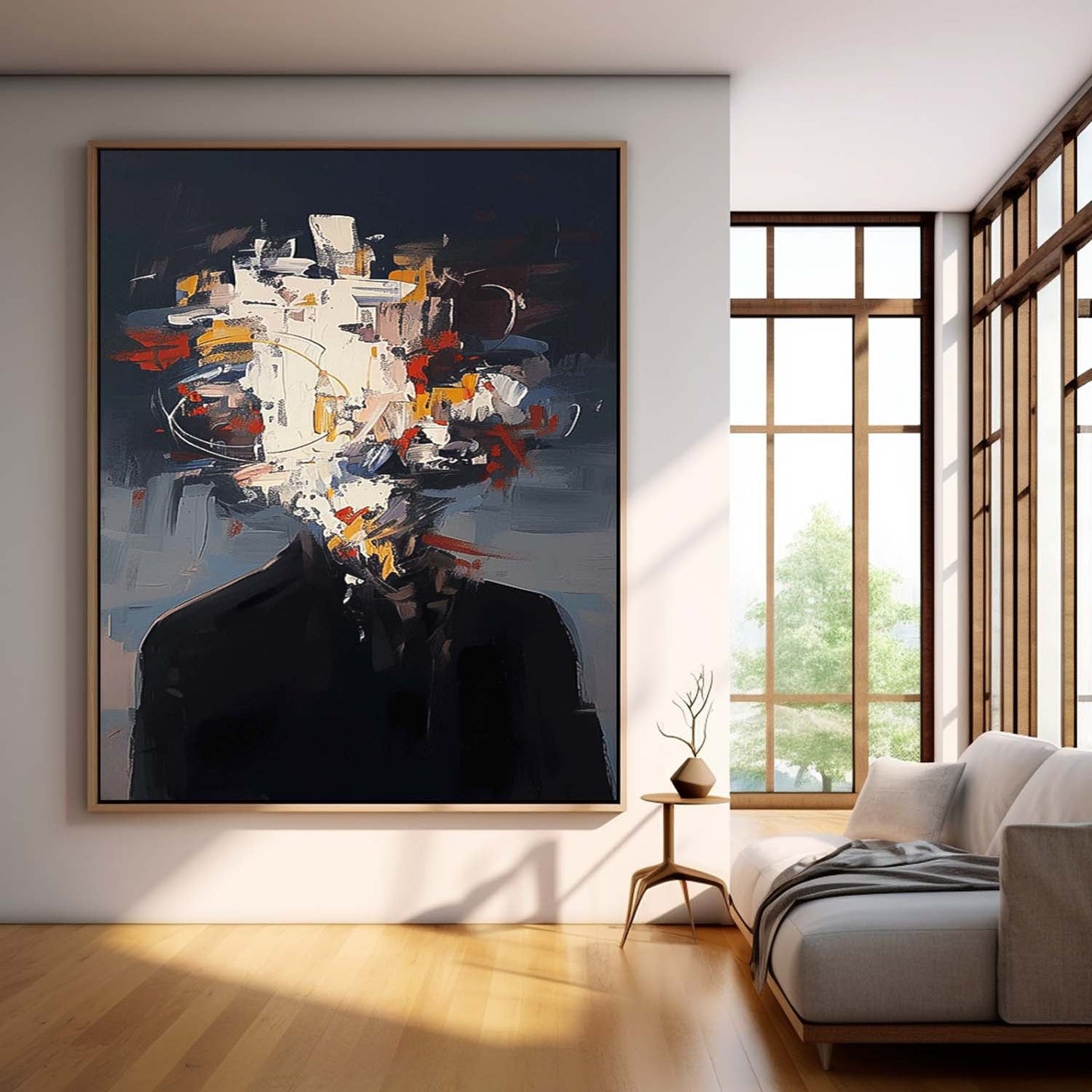 Abstract Expressionist Portrait Oil Painting for Modern Home Decor
