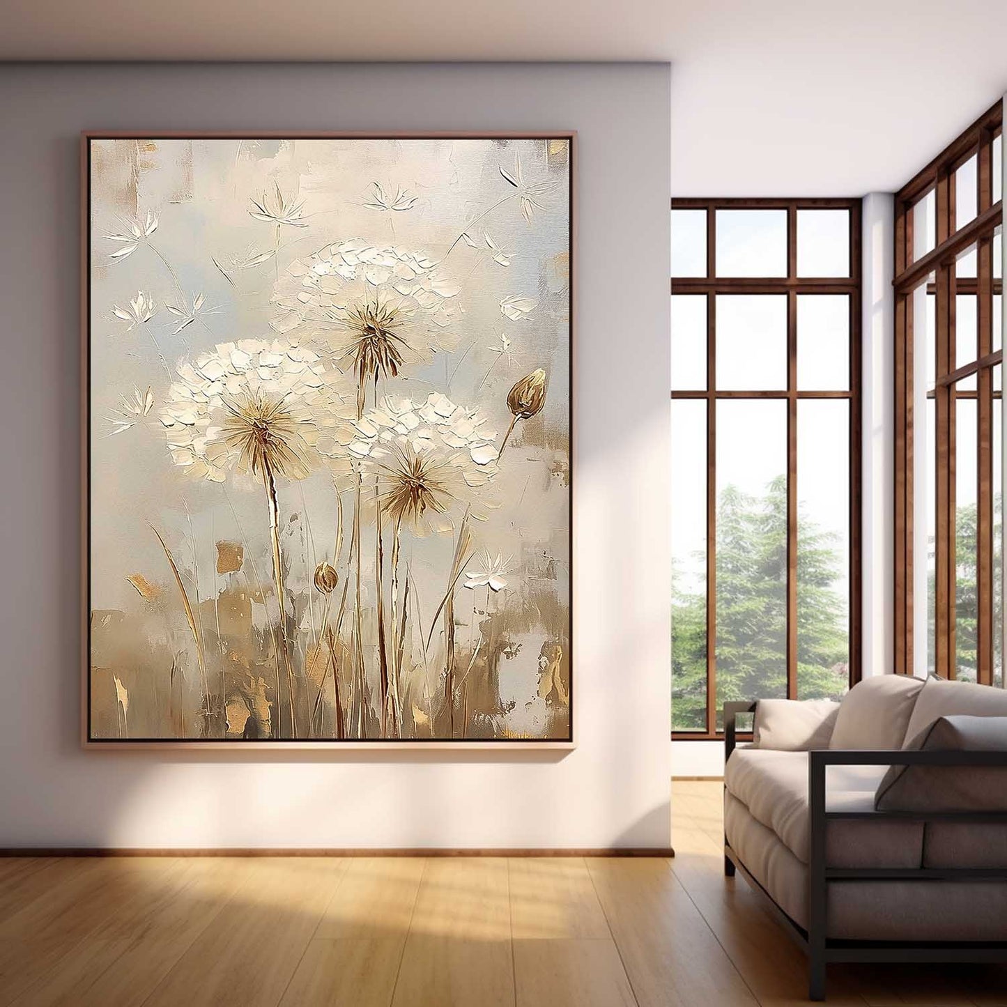 Elegant White Flower Oil Painting for Modern Home Decor