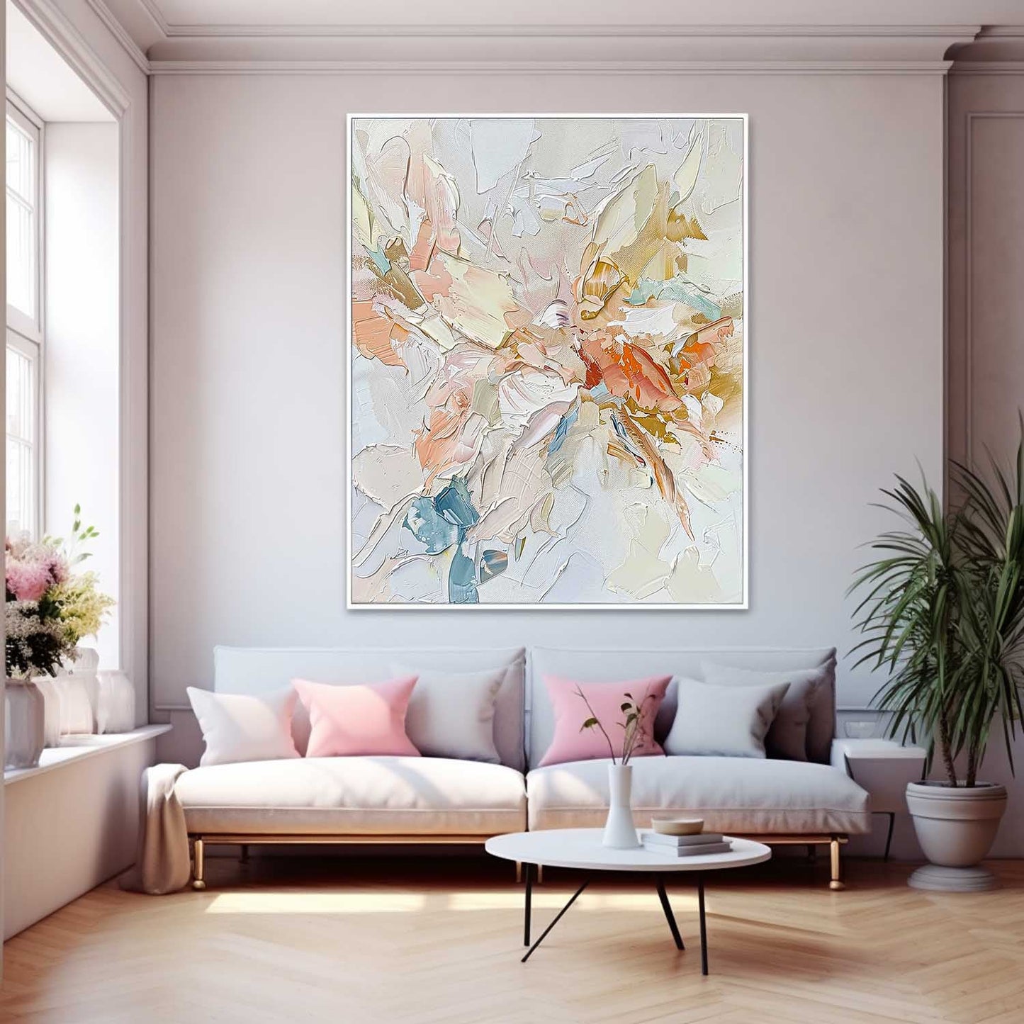 Serene Abstract Floral Oil Painting for Modern Home Decor