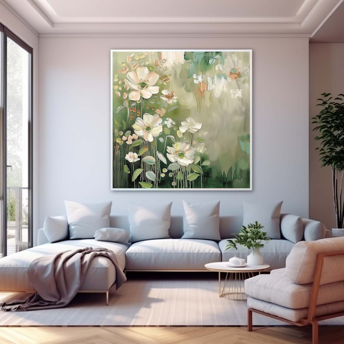 Vibrant Floral Oil Painting for Home Decor - Nature-Inspired Wall Art