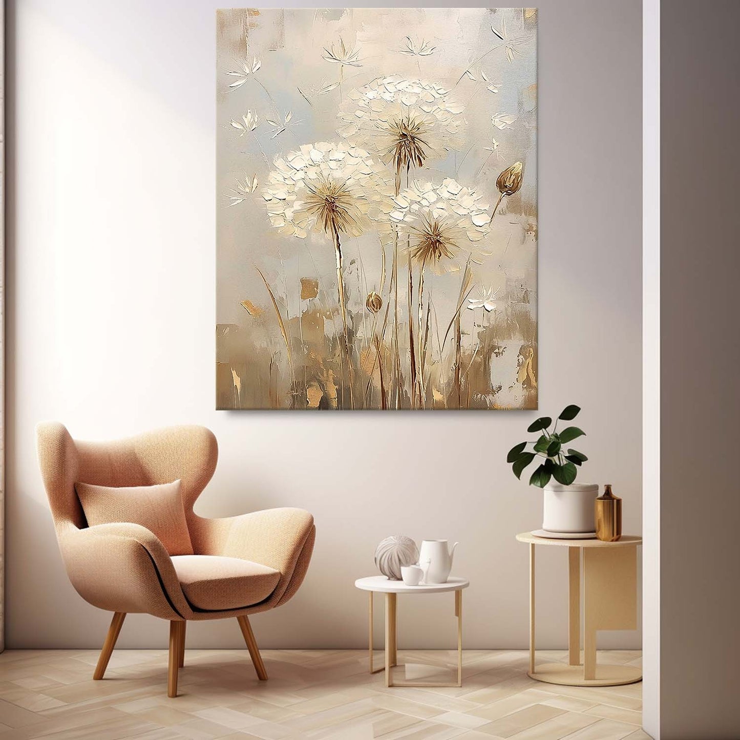 Elegant White Flower Oil Painting for Modern Home Decor