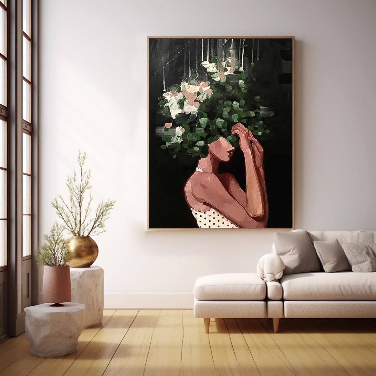 Abstract Floral Woman Oil Painting for Modern Home Decor