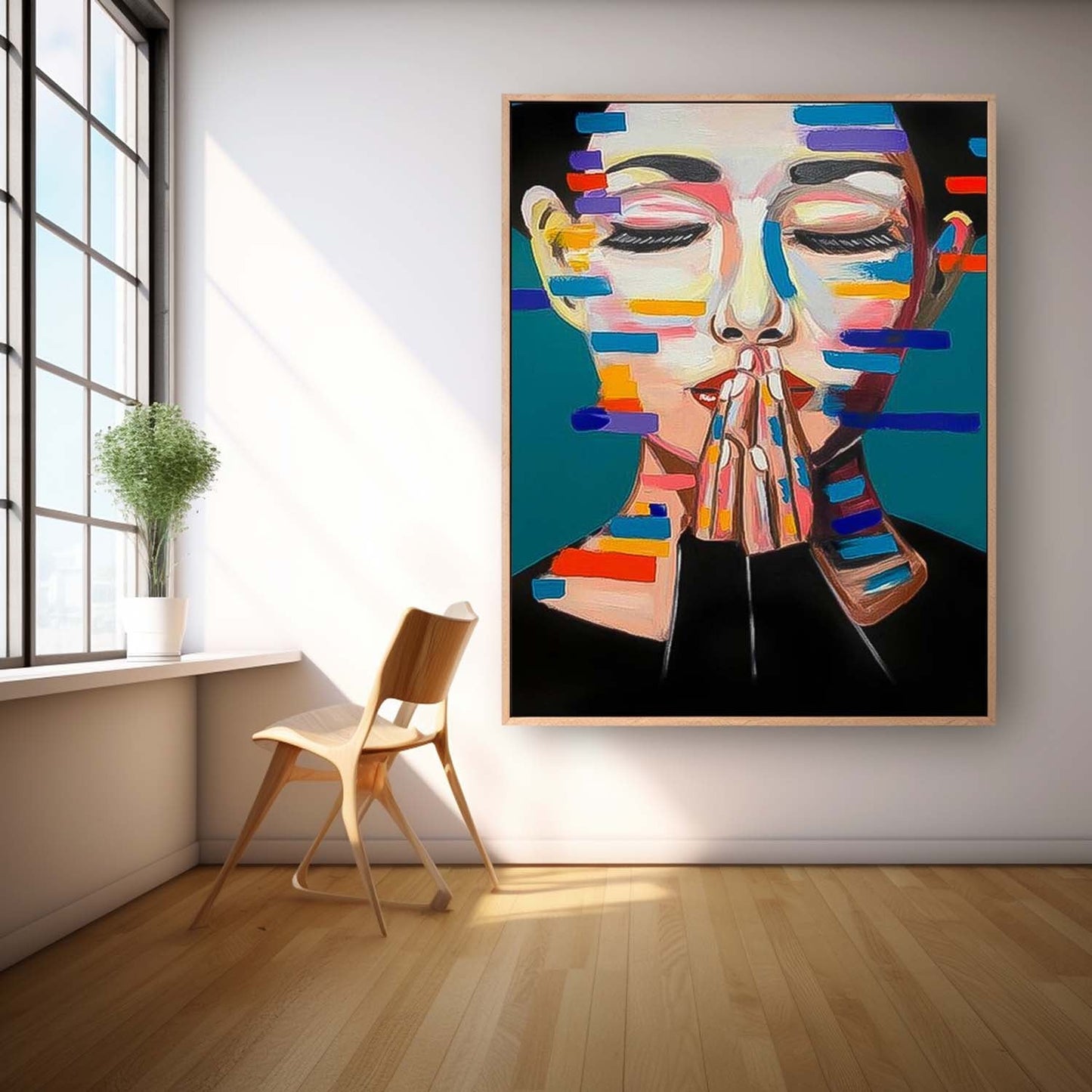 Contemporary Abstract Portrait Oil Painting for Modern Home Decor