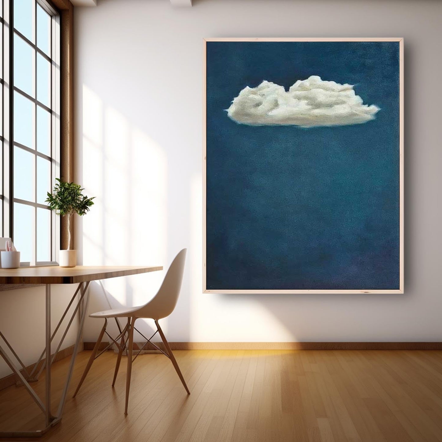 Serene Cloud Oil Painting on Canvas - Minimalist Wall Art for Tranquil Spaces
