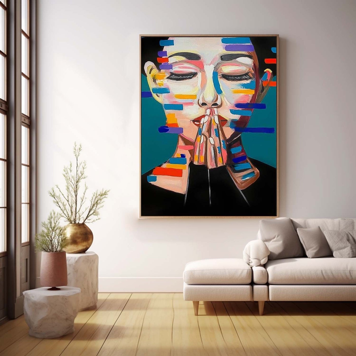 Contemporary Abstract Portrait Oil Painting for Modern Home Decor