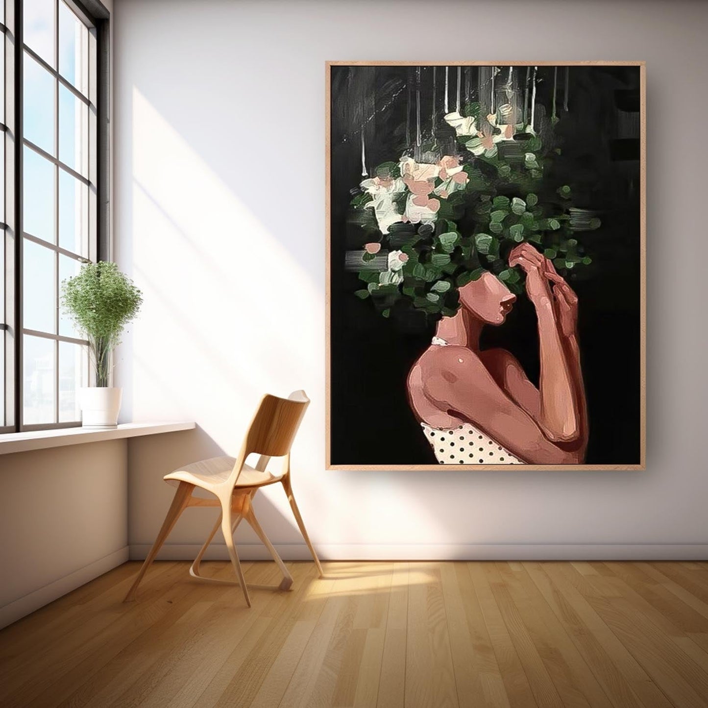 Abstract Floral Woman Oil Painting for Modern Home Decor
