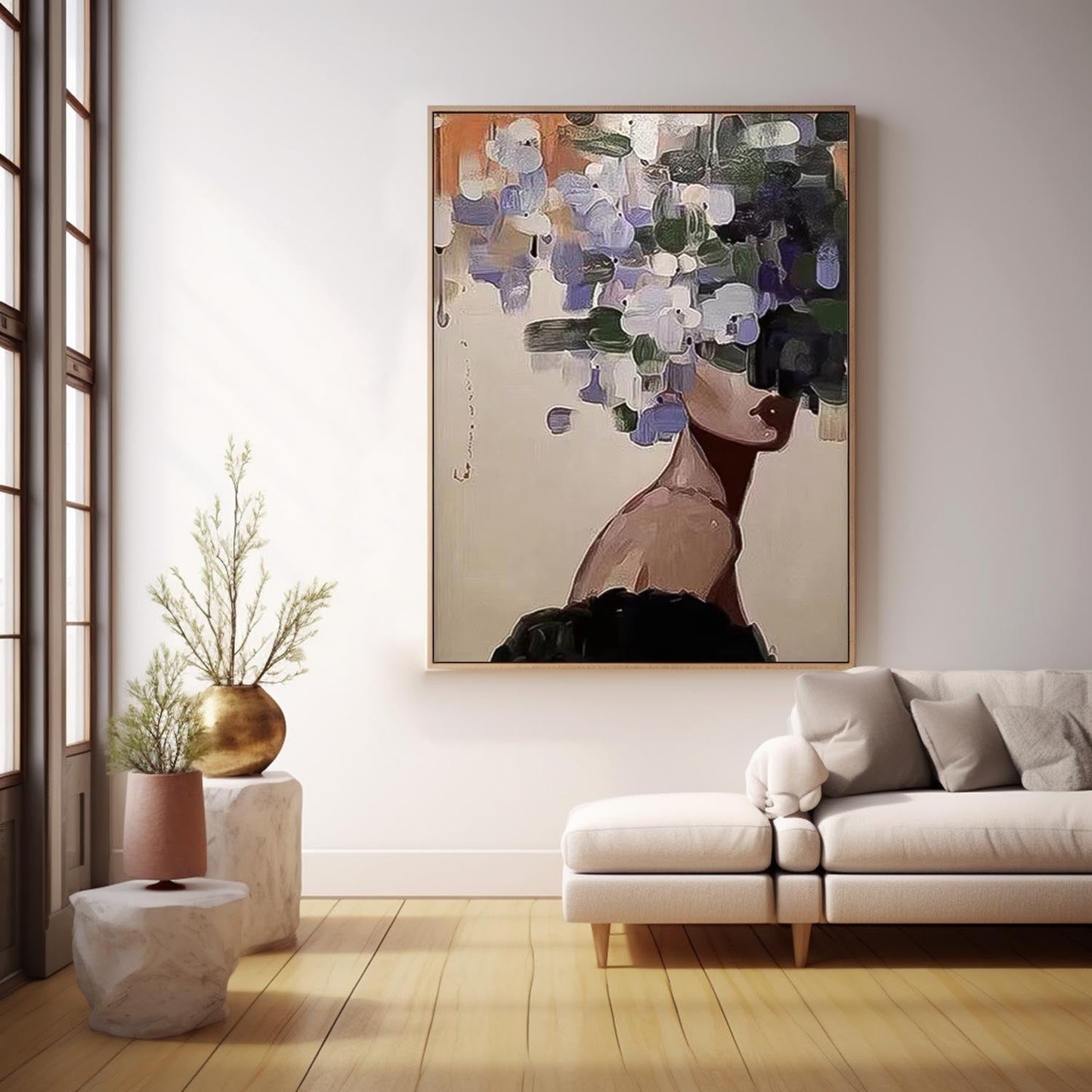Abstract Floral Woman Oil Painting - Modern Art Canvas for Home Décor