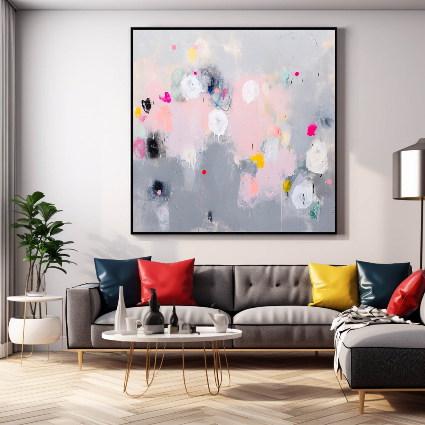 Colorful Abstract Oil Painting for Modern Home Decor