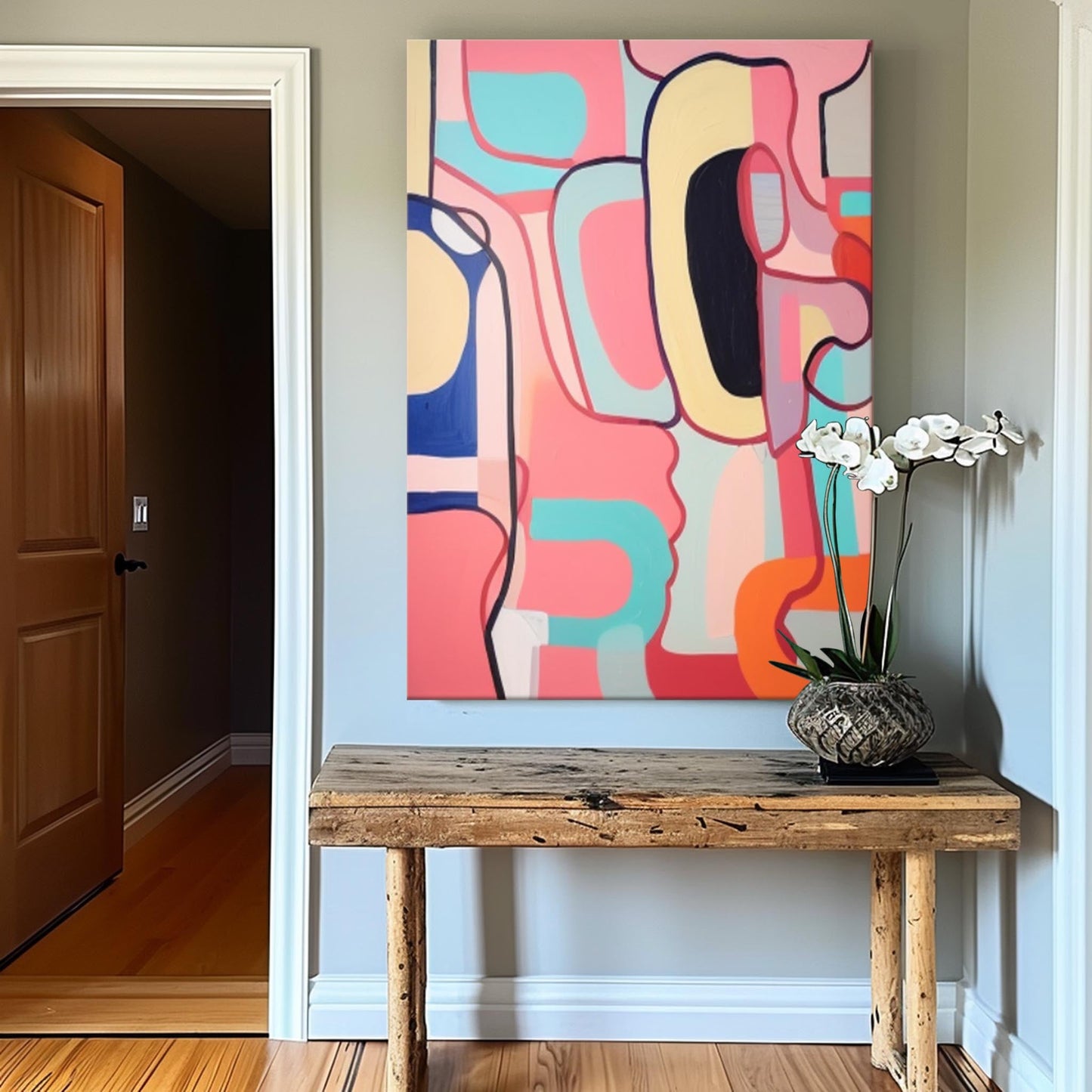Colorful Abstract Face Oil Painting for Modern Home Decor