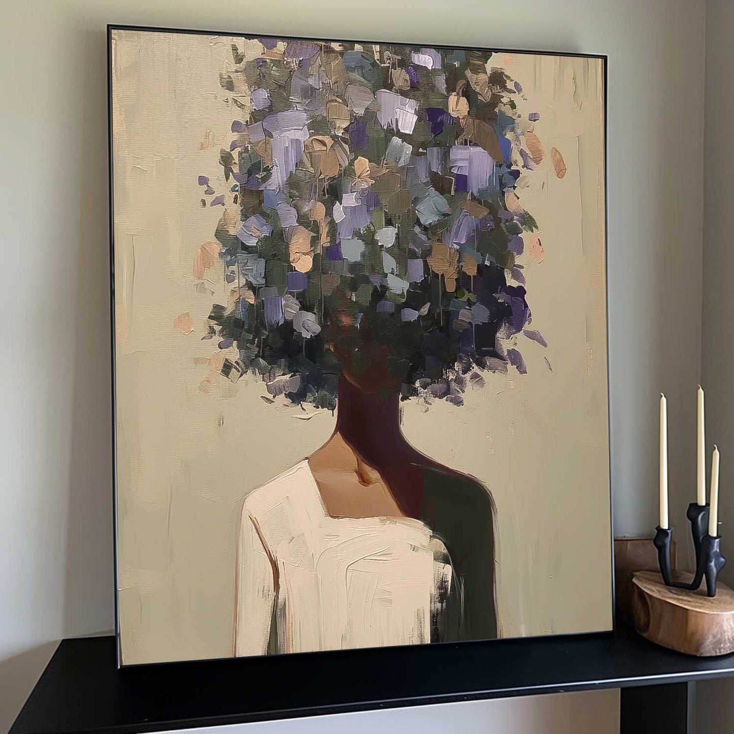 Abstract Floral Portrait Oil Painting for Modern Home Decor