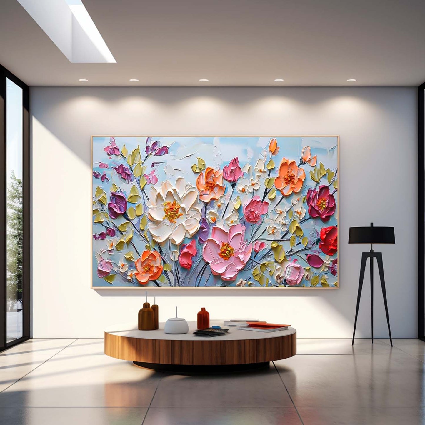 Vibrant Floral Oil Painting - Colorful Modern Canvas Art for Home Decor
