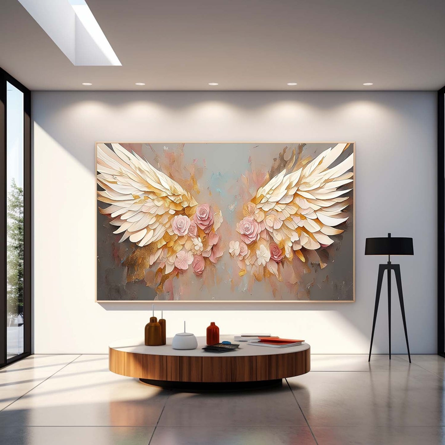 Elegant Floral Wings Oil Painting for Home Decor and Wall Art