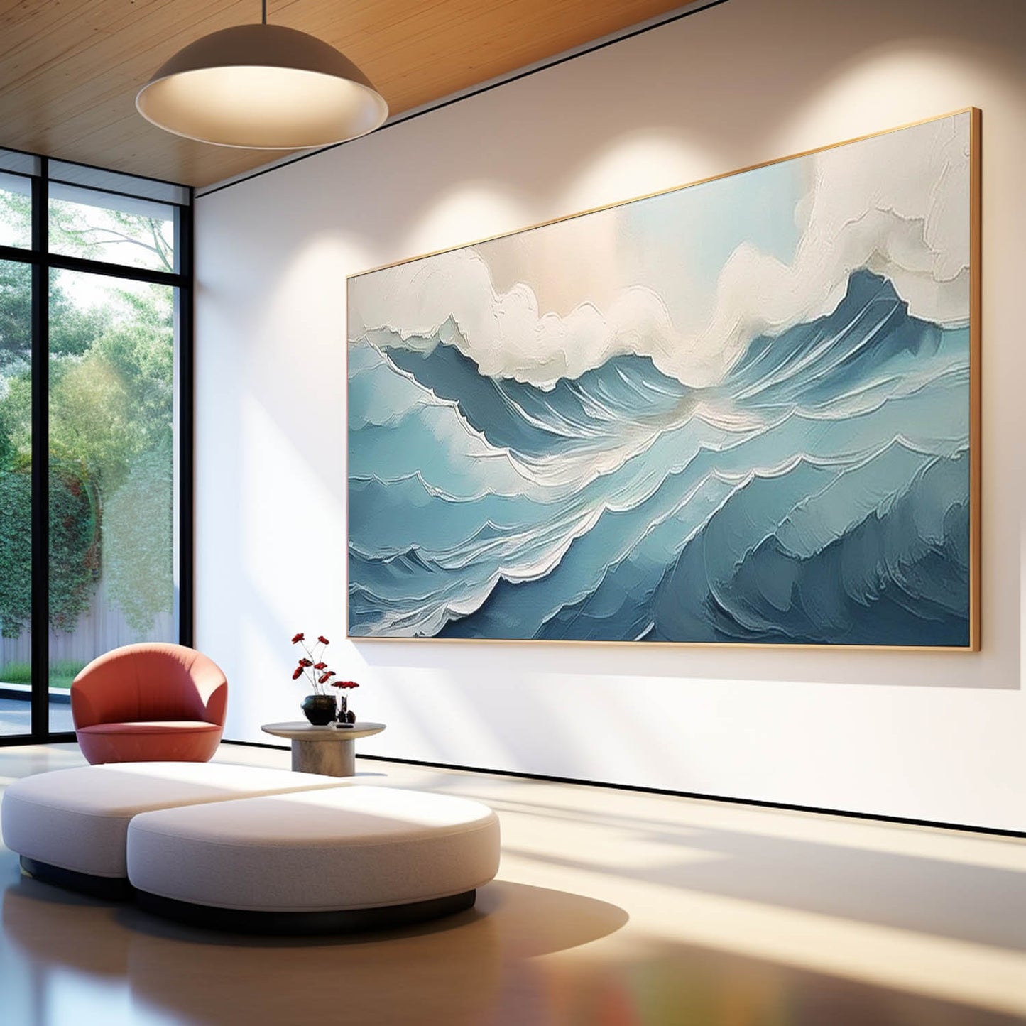Serene Ocean Waves Oil Painting for Coastal Home Décor